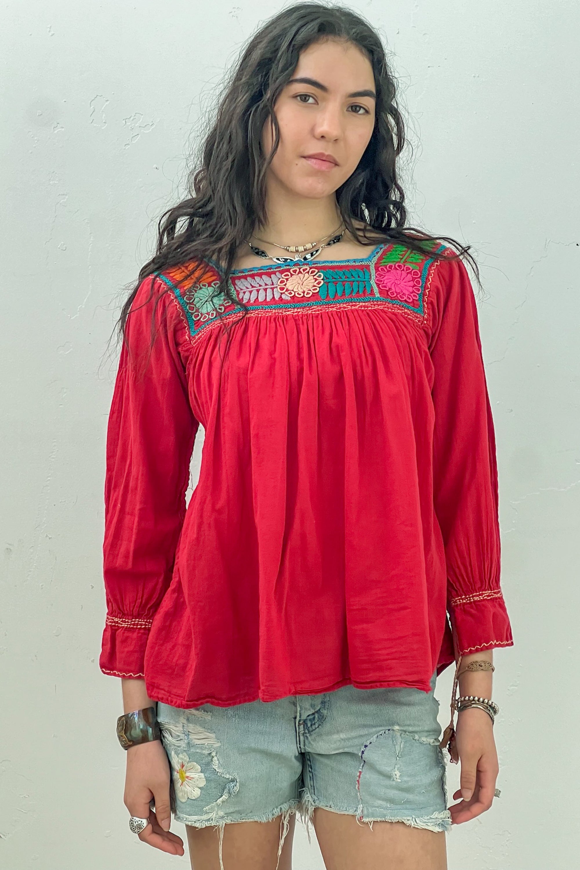 Vintage Rojo Hand Embroidered Top