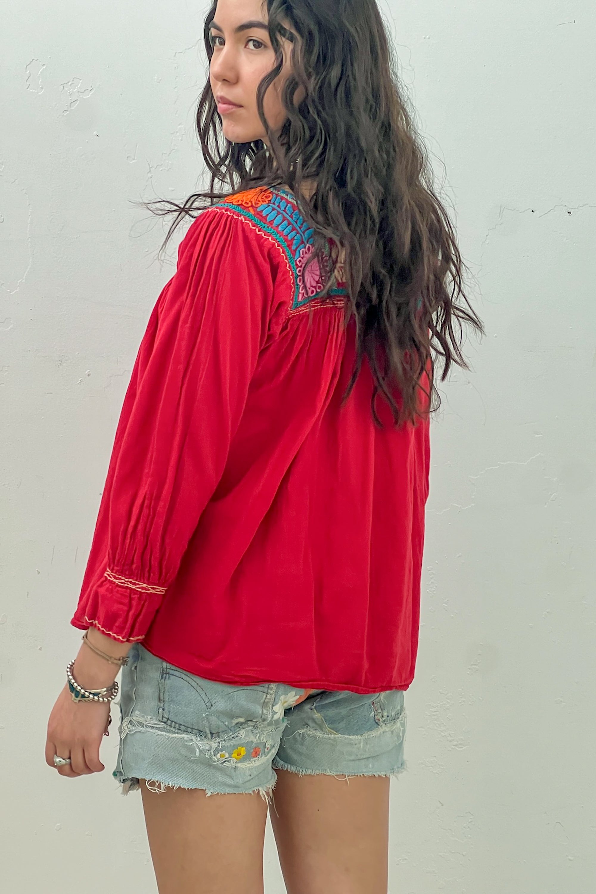 Vintage Rojo Hand Embroidered Top