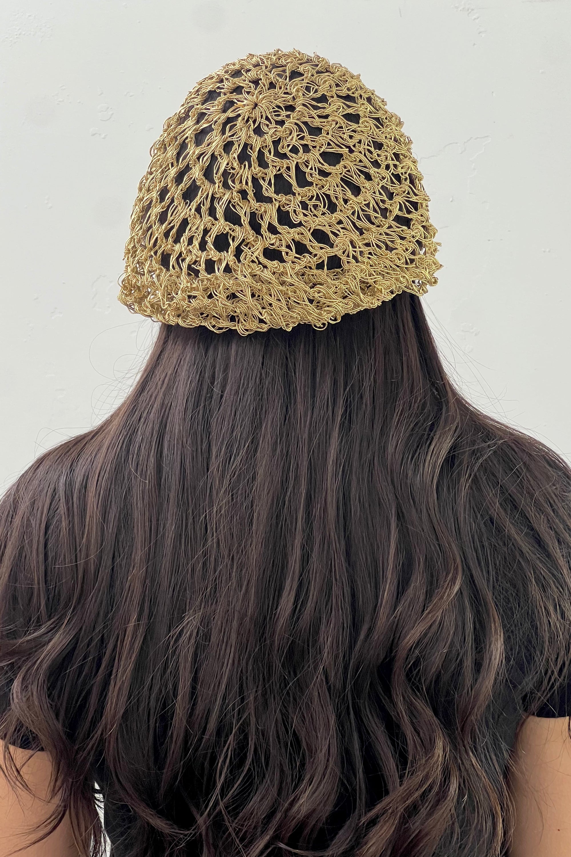Vintage Crocheted Golden Beret