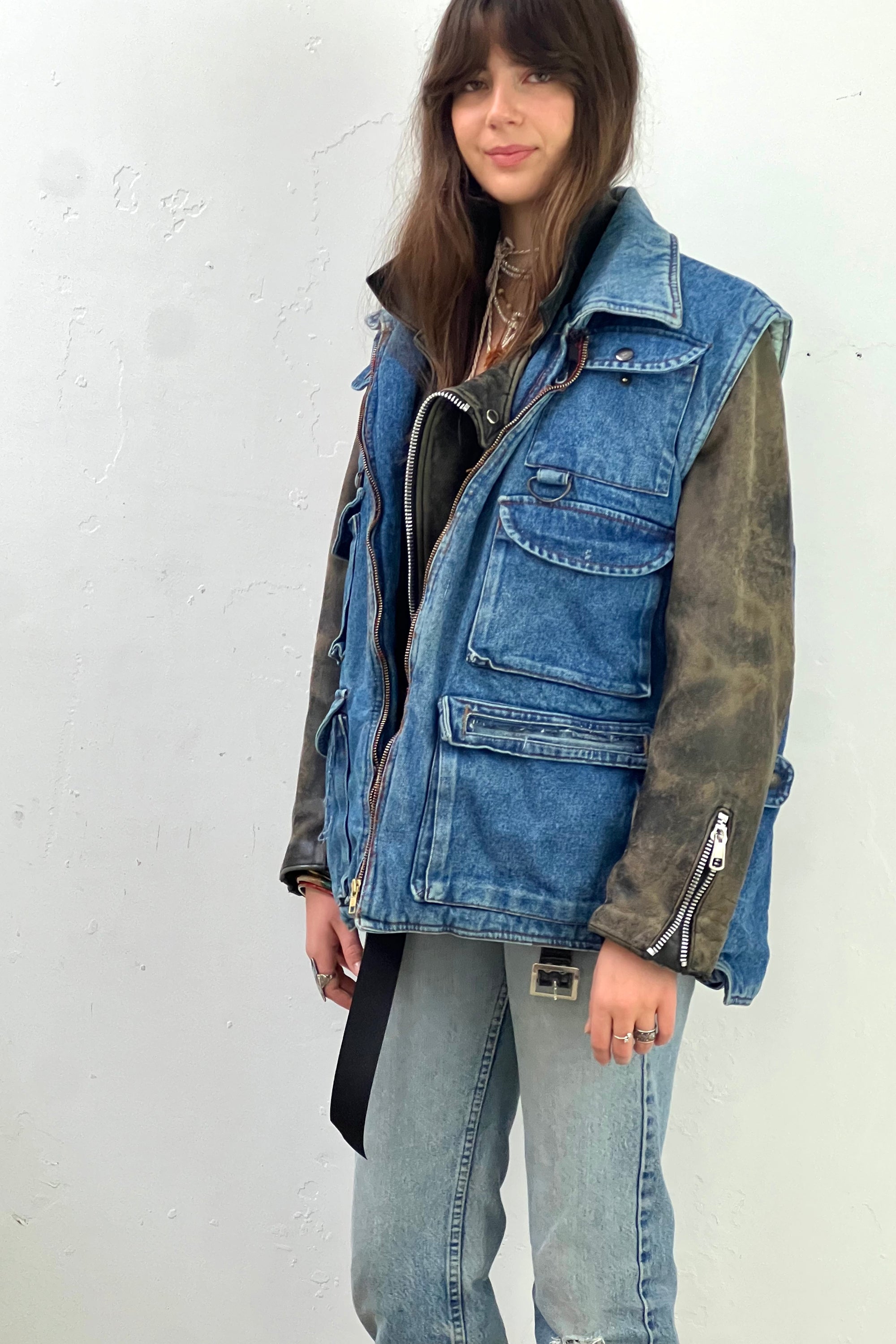 Vintage Quilted Denim Pockets Vest Selected by Anna Corinna