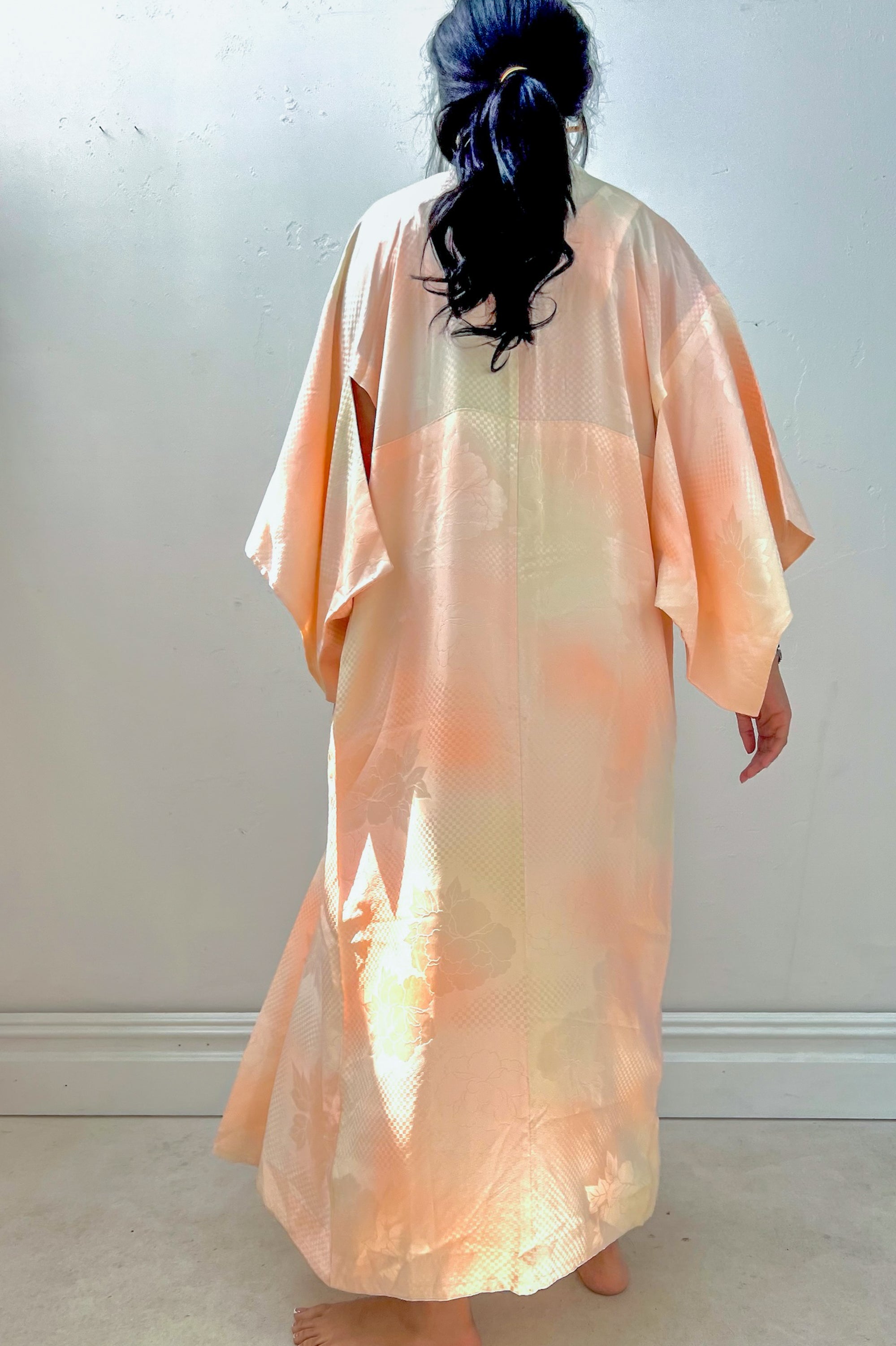 Vintage Silk Peachy Kimono