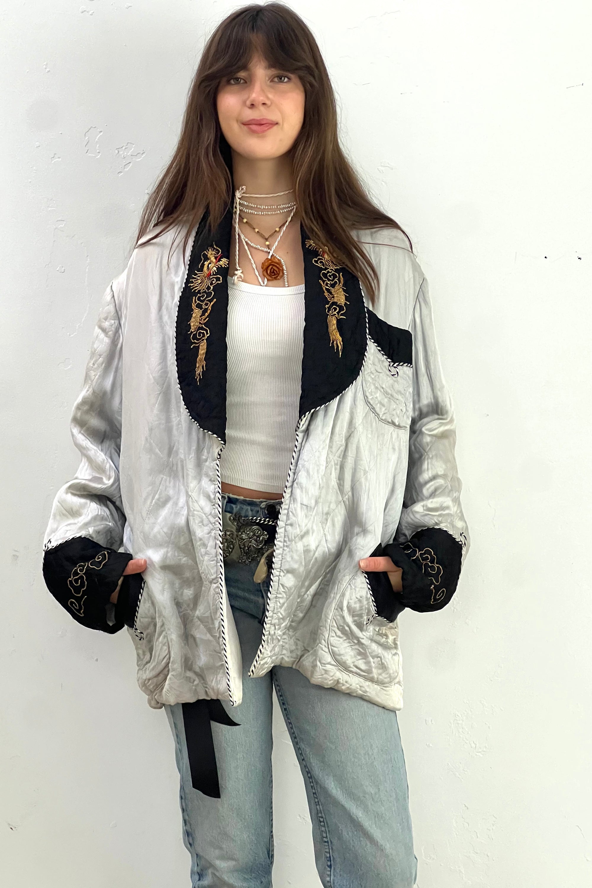 Vintage Silky Quilted Dragon Jacket Selected by Anna Corinna