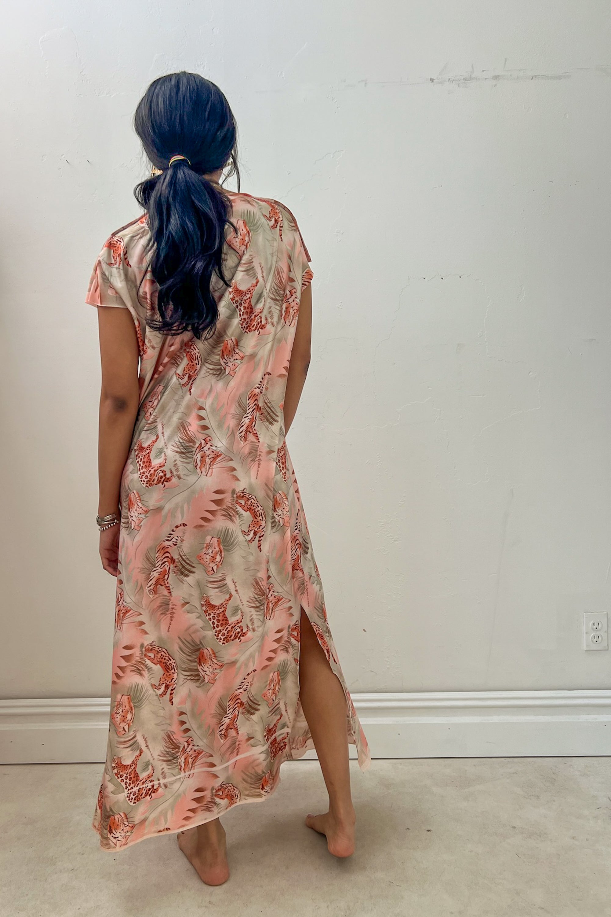 Anna Corinna Reworked Vintage Silky Leopards Smock Dress