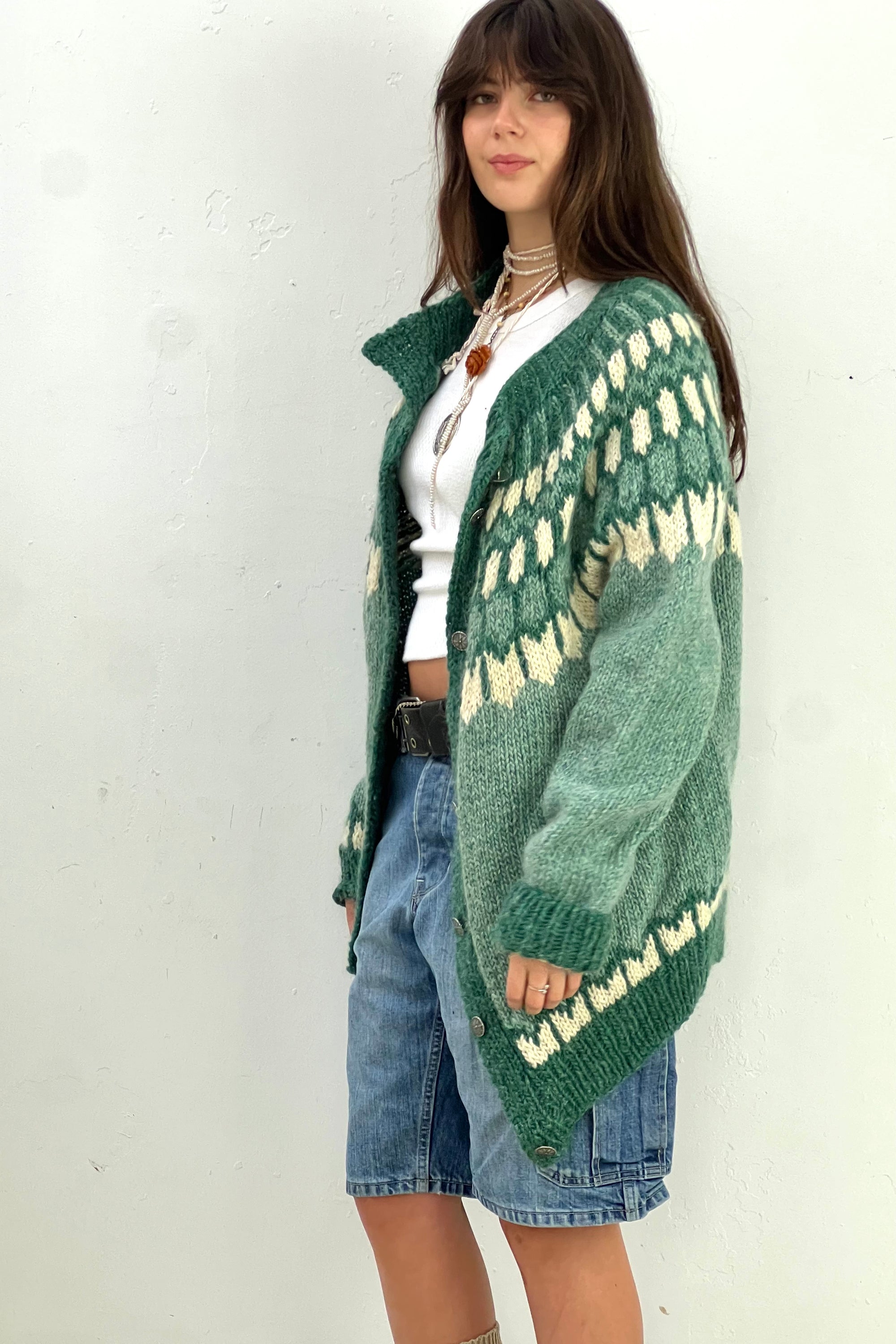 Vintage Knit Wool Fair Isle Cardigan Selected by Anna Corinna
