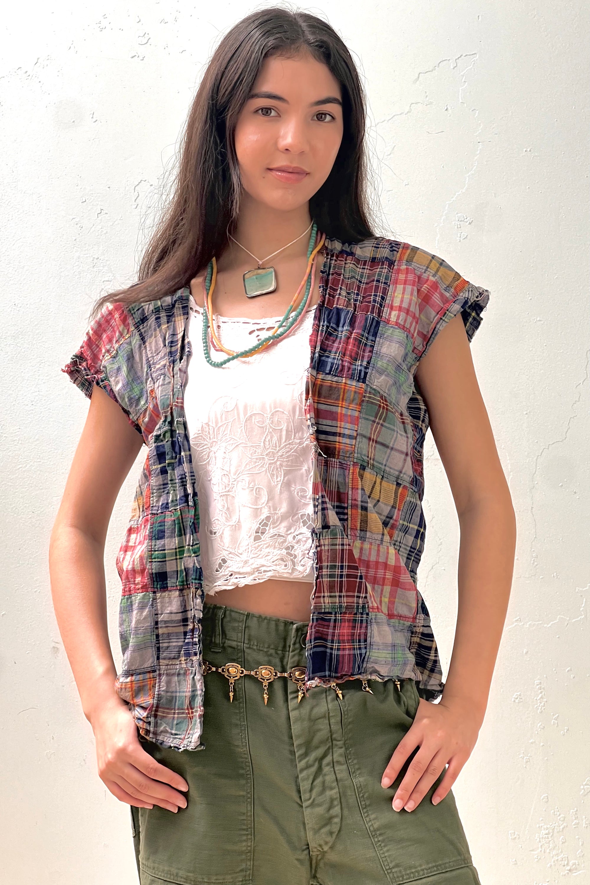 Anna Corinna Reworked Vintage Plaid Patchwork Jacket
