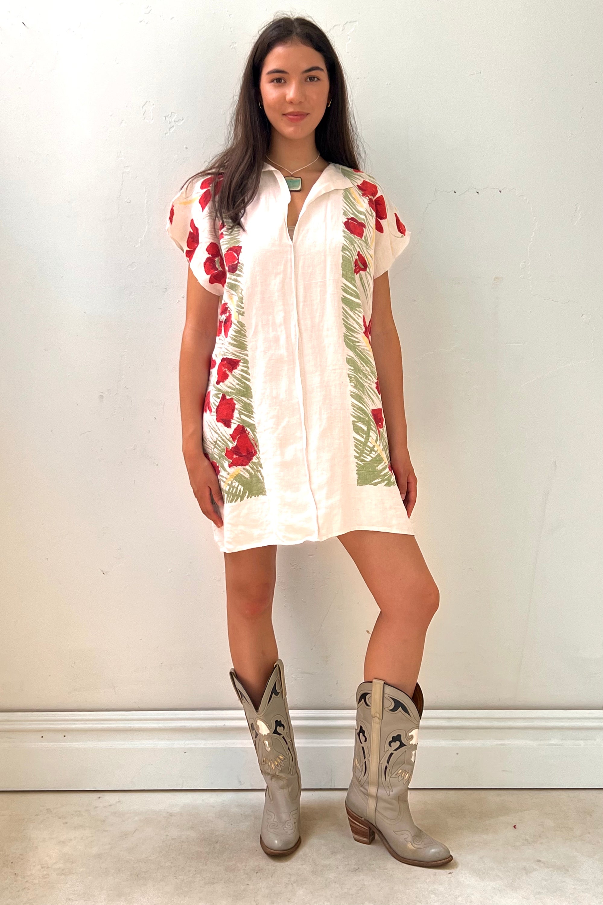 Anna Corinna Reworked Vintage Poppies Smock Dress
