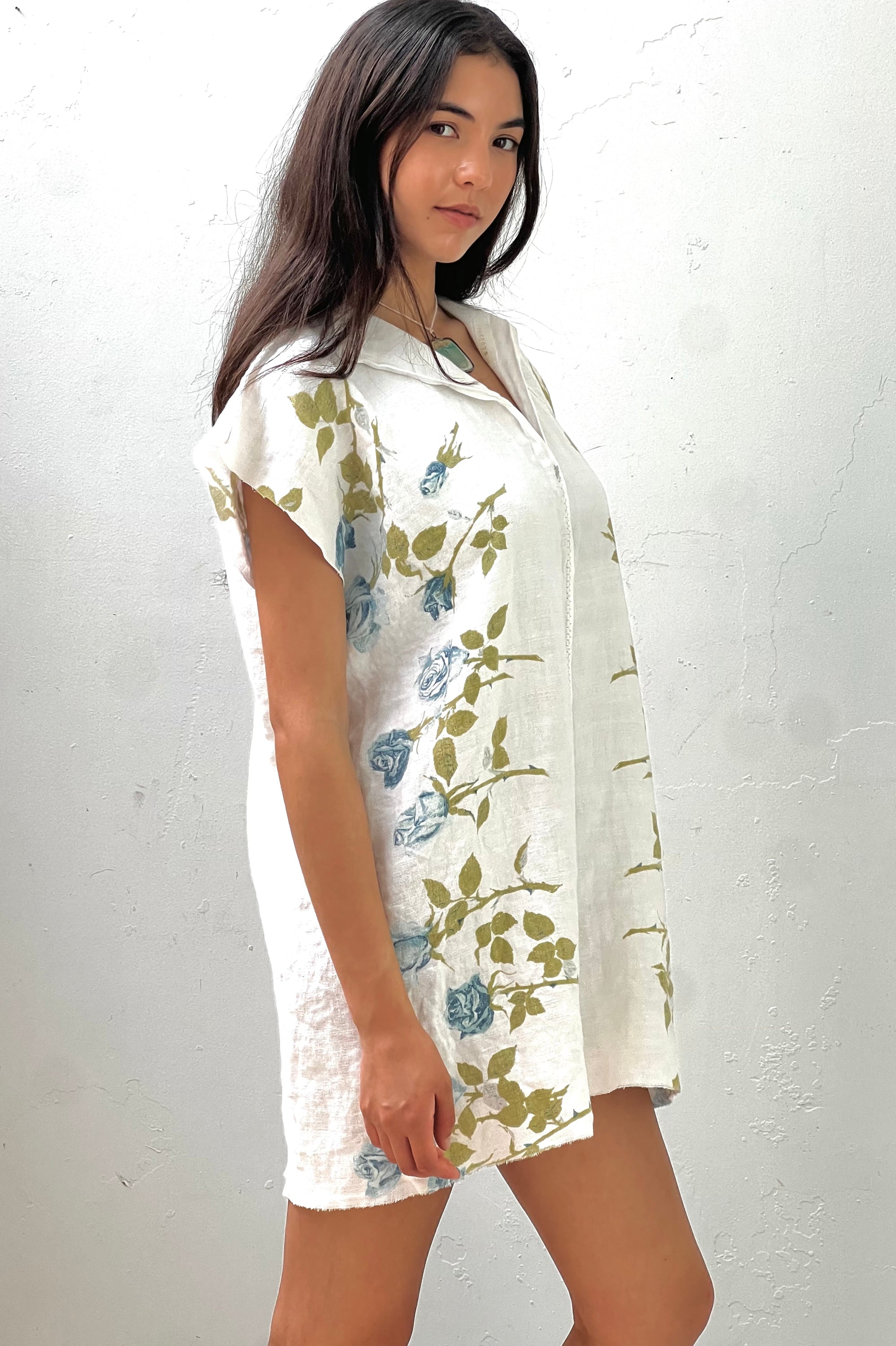 Anna Corinna Reworked Vintage Blue Roses Smock Dress