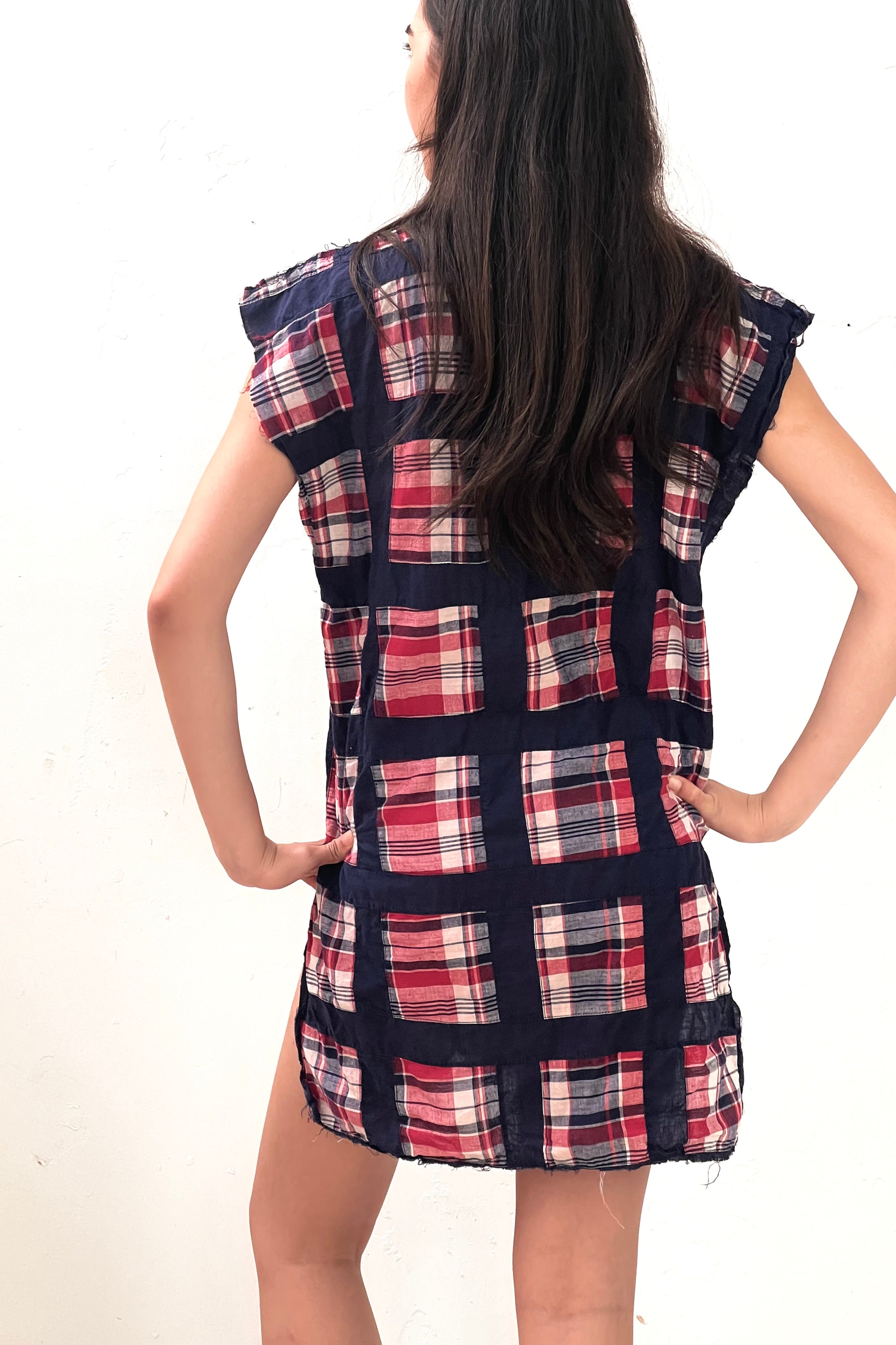 Anna Corinna Reworked Vintage Patchwork Plaids Smock Dress