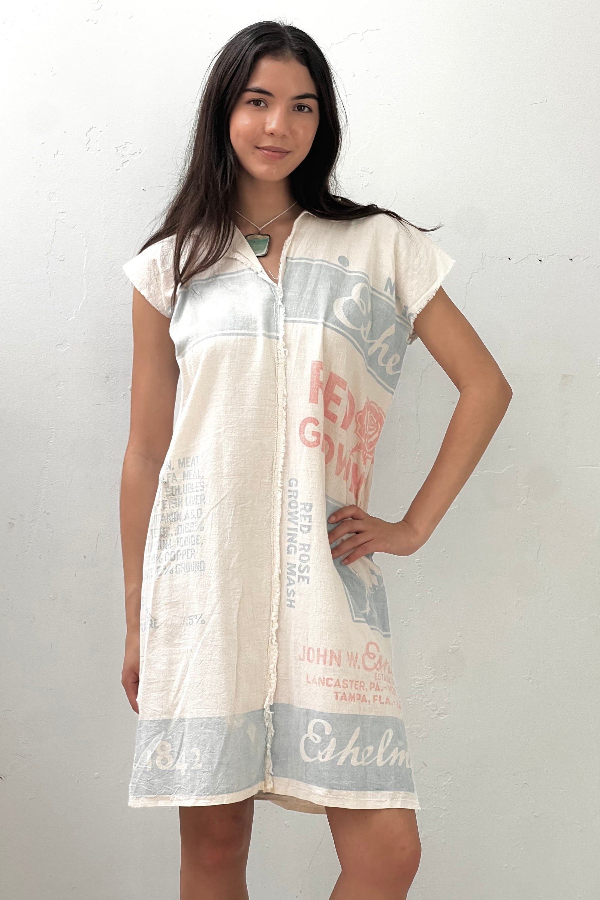 Anna Corinna Reworked Vintage Flour Sack Smock Dress