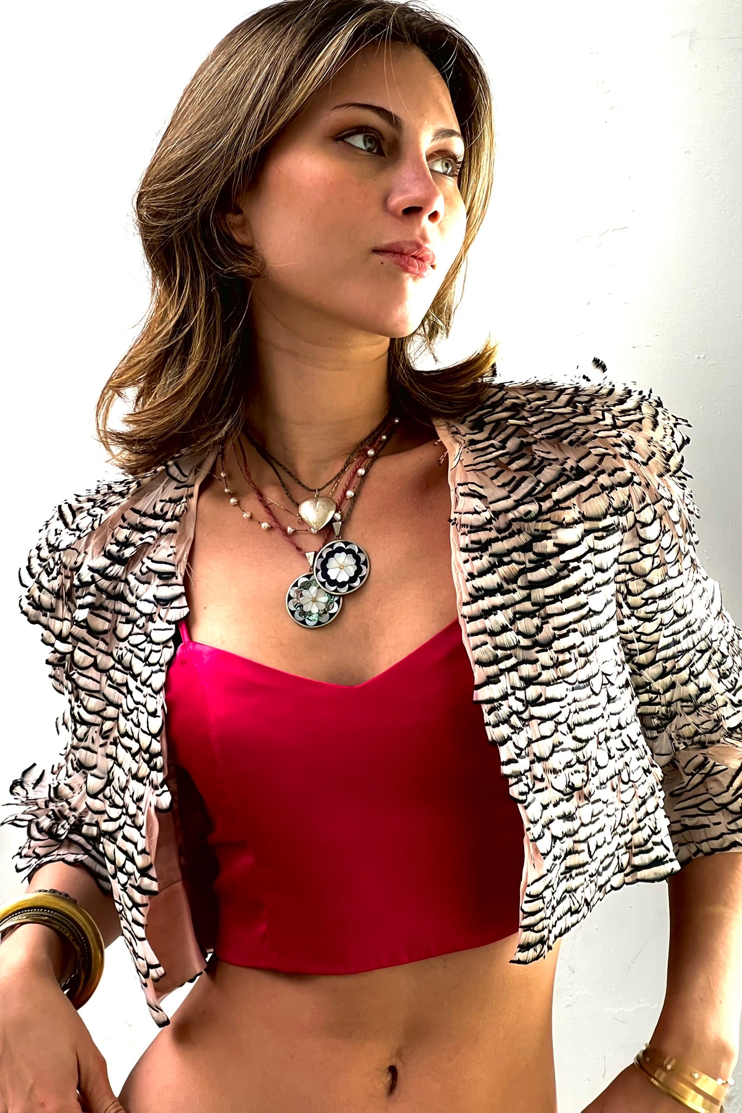 Vintage Oscar de La Renta Feather Jacket Selected by Anna Corinna