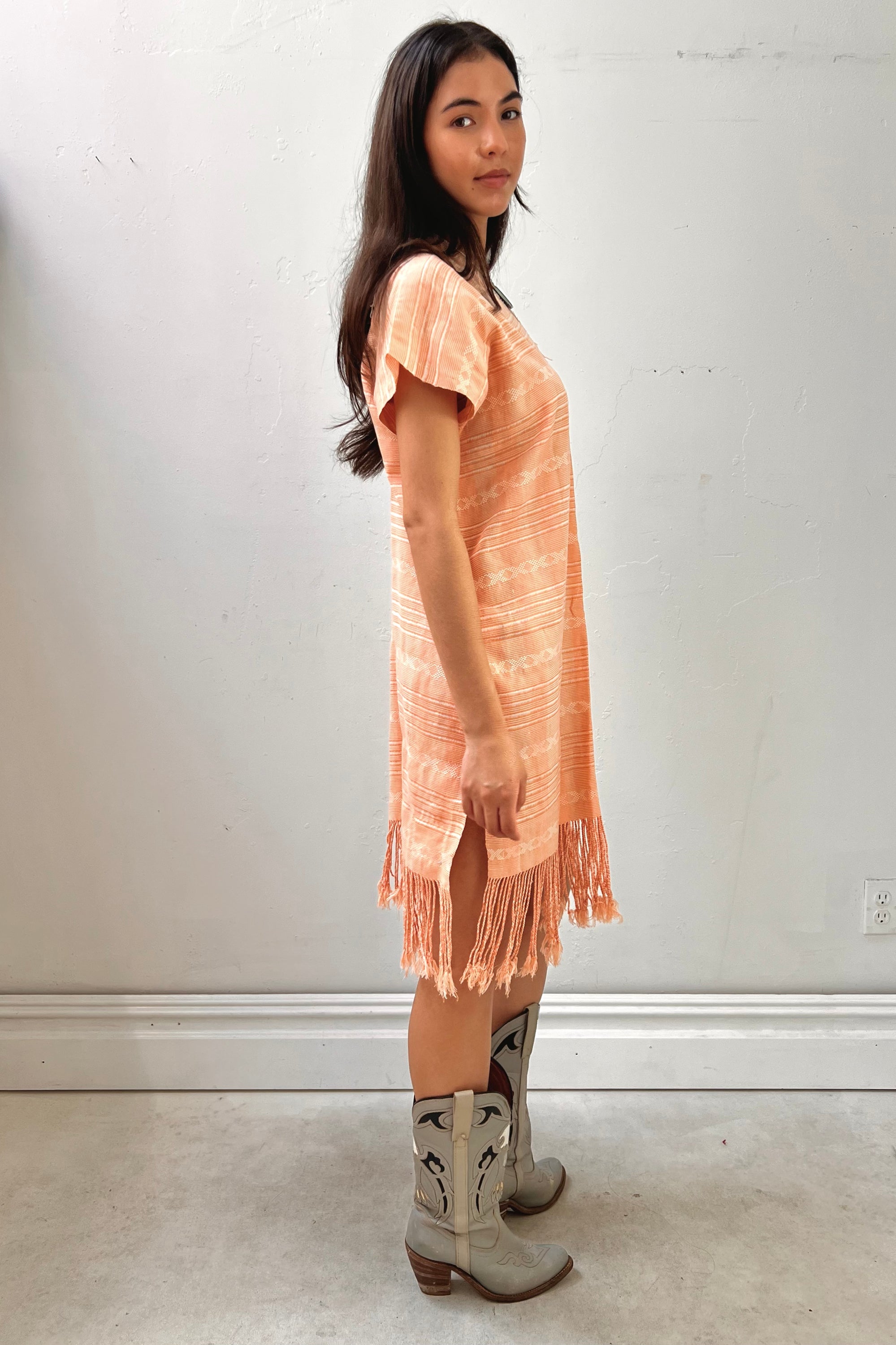 Anna Corinna Reworked Vintage Hand Woven Fringed Smock Dress