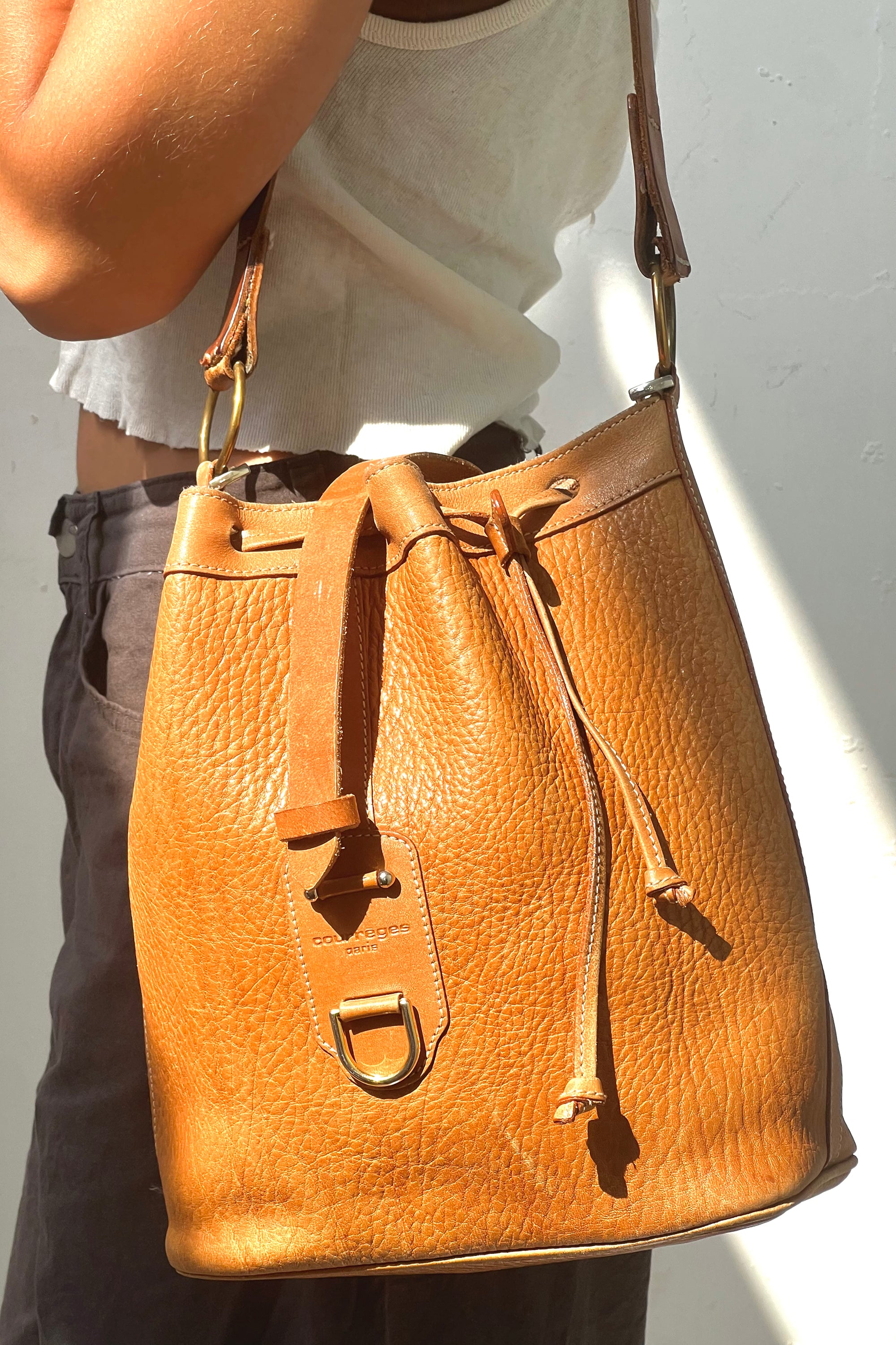 Vintage Reworked Courreges Leather Bucketbag
