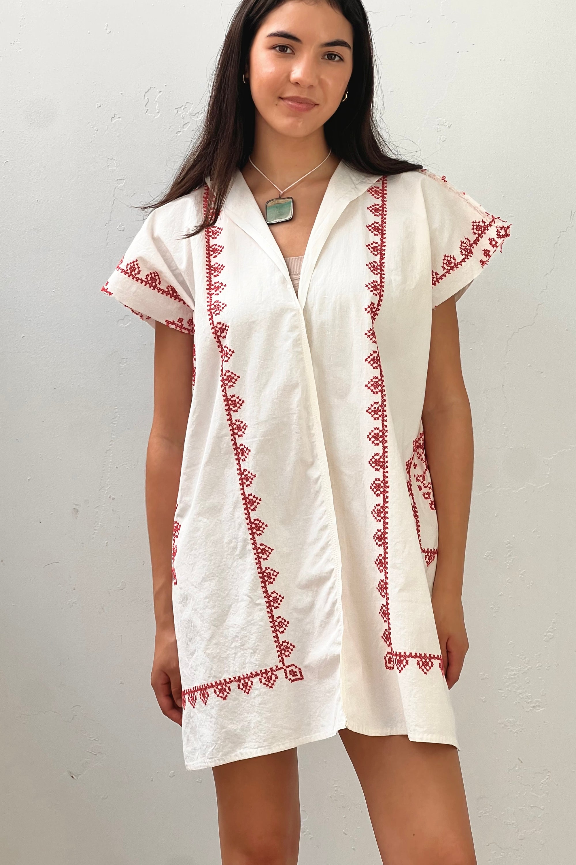 Anna Corinna Reworked Vintage Peacock Cross Stitch Smock Dress