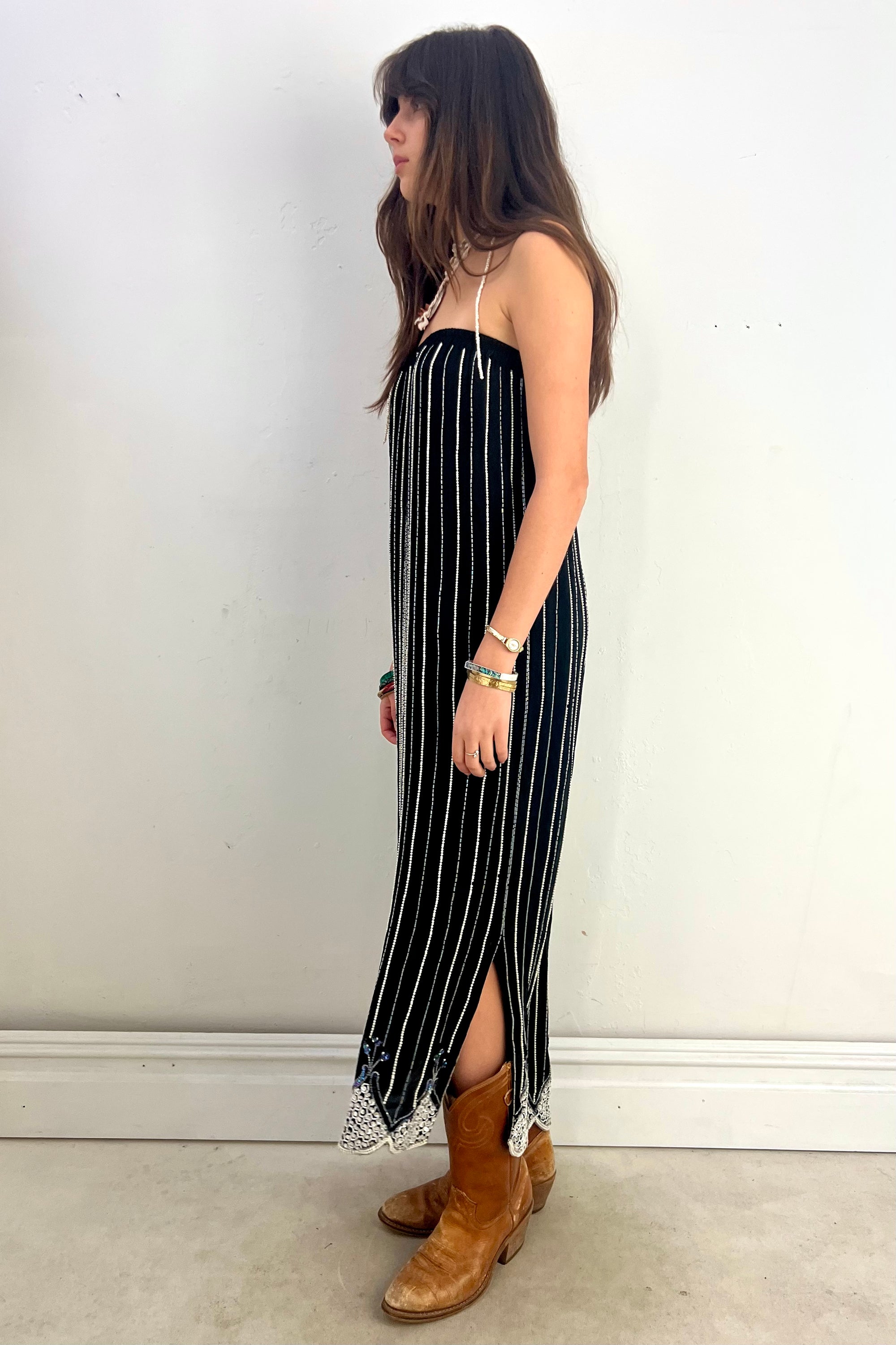 Vintage Chiffon Beaded Pearled Sequined Dress Selected by Anna Corinna