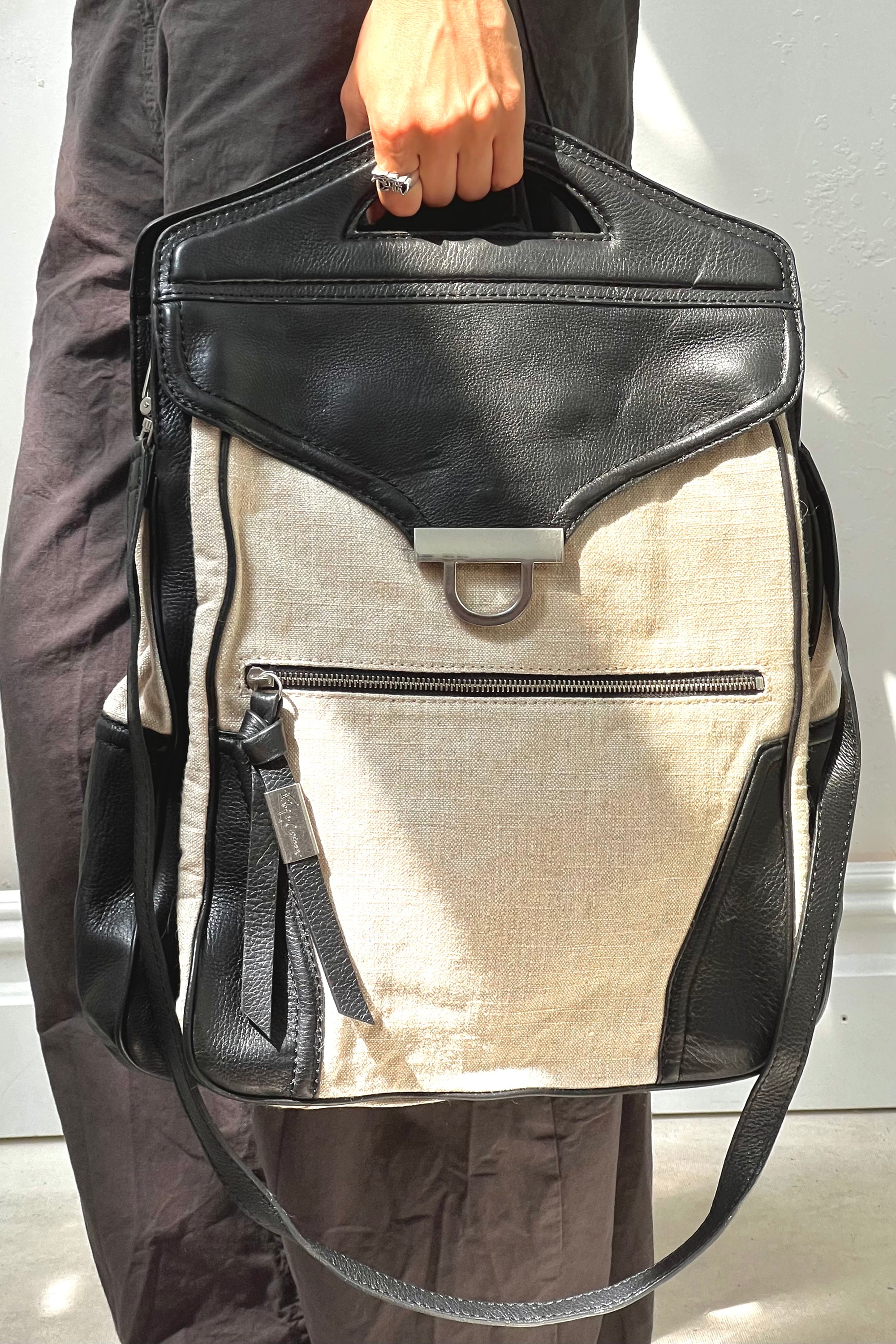 Anna Corinna Leather and Canvas Oversize Tote Foly + Corinna