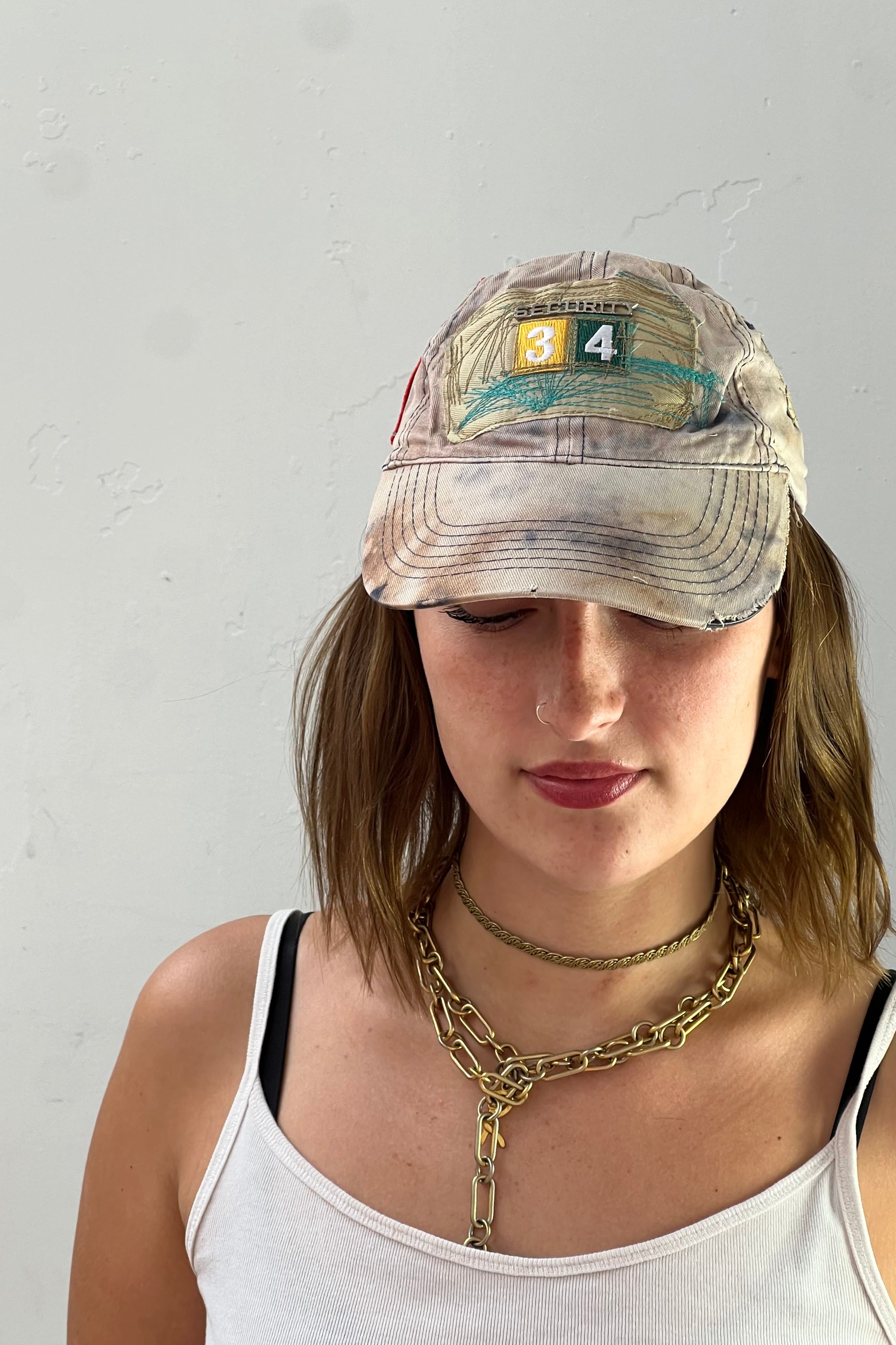 Vintage Reworked Trucker Cap Selected by Anna Corinna, Grey - Medium