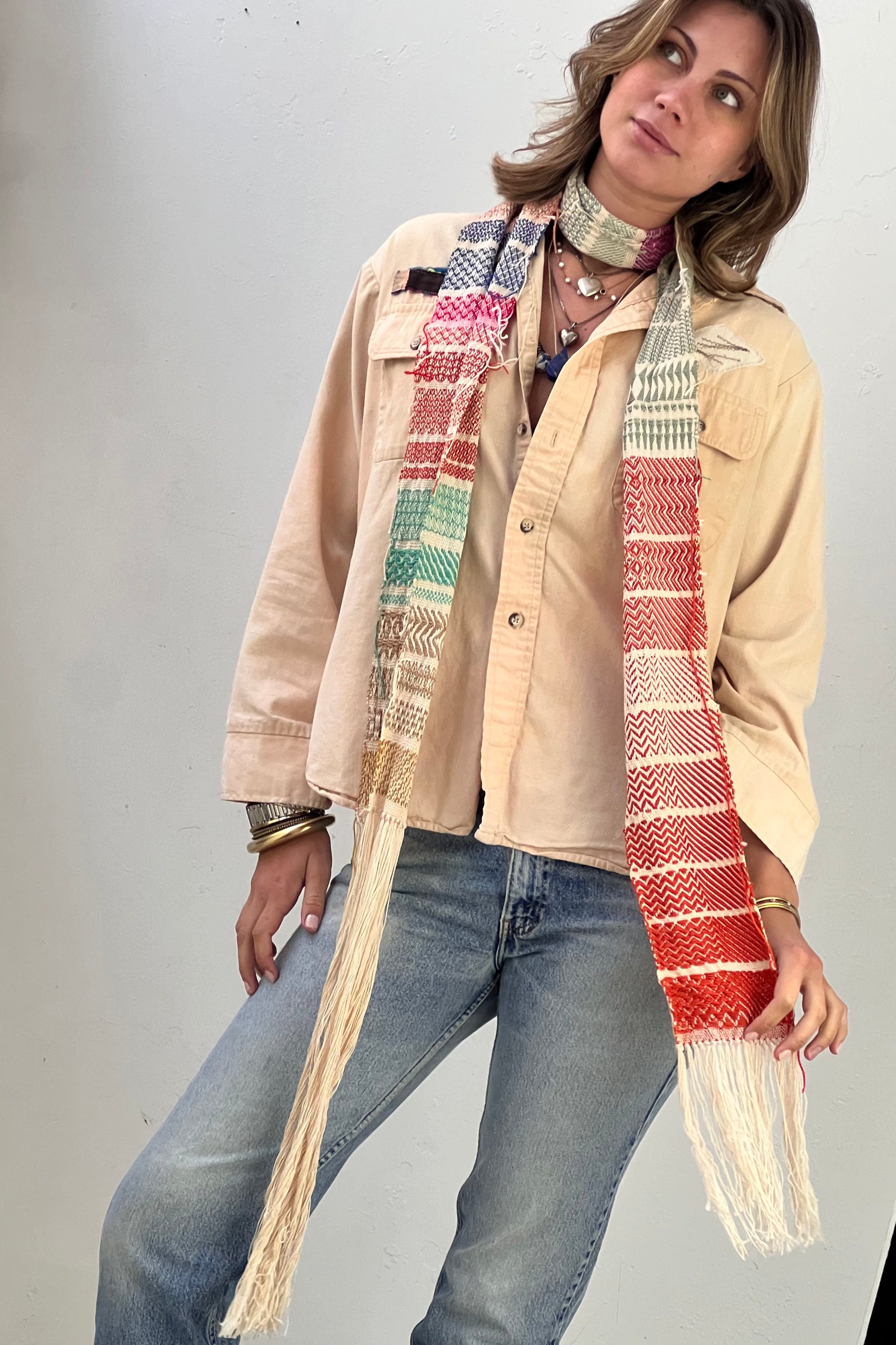 Vintage Hand Woven Cotton and Silk Scarf  Selected by Anna Corinna