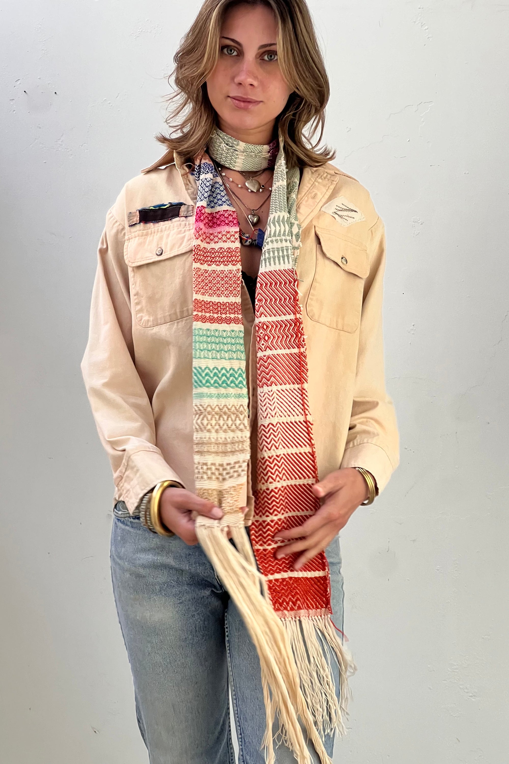 Vintage Hand Woven Cotton and Silk Scarf  Selected by Anna Corinna