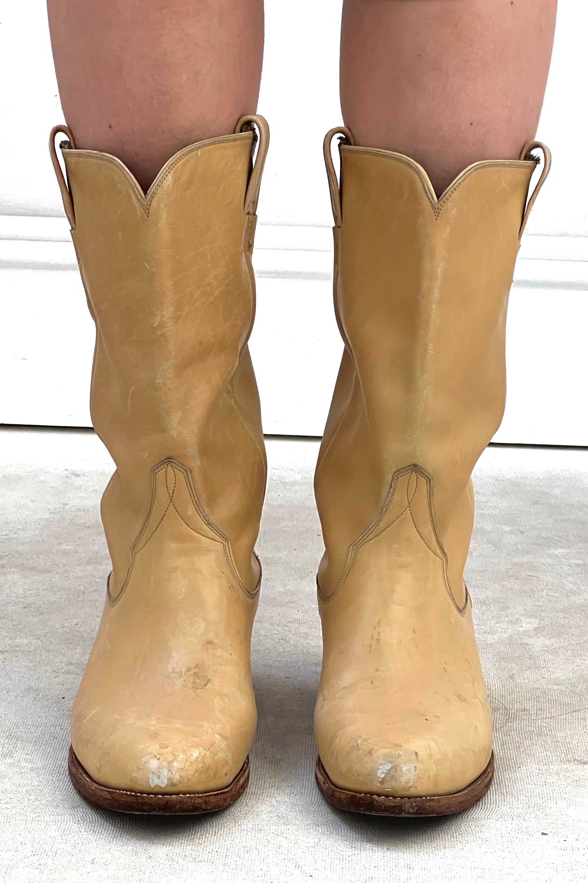 Vintage Nude Cowboy Boots RJ Foley Hand Made in Maine Selected by Anna Corinna