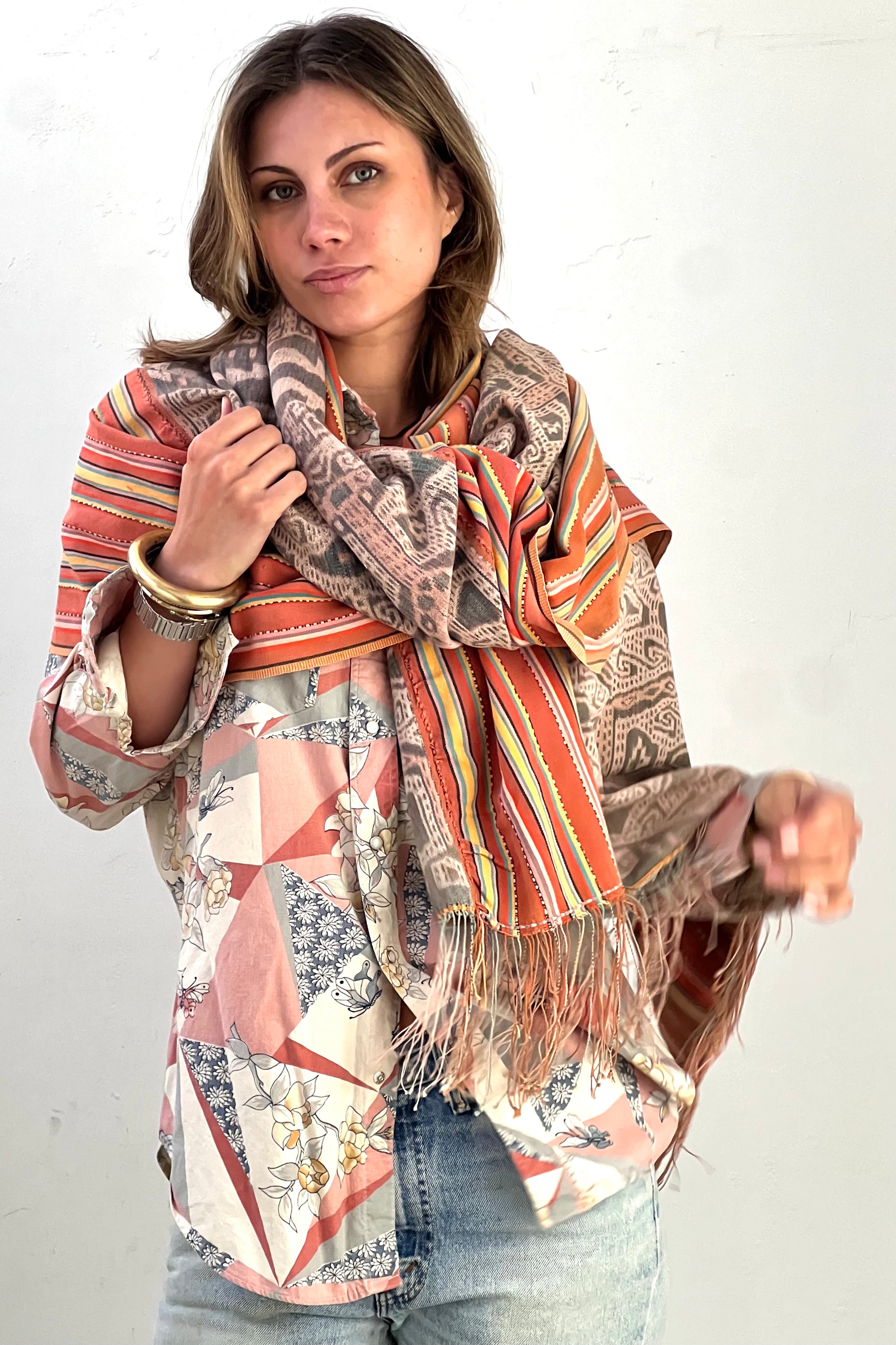 Vintage Hand Woven Ikat Scarf  Selected by Anna Corinna