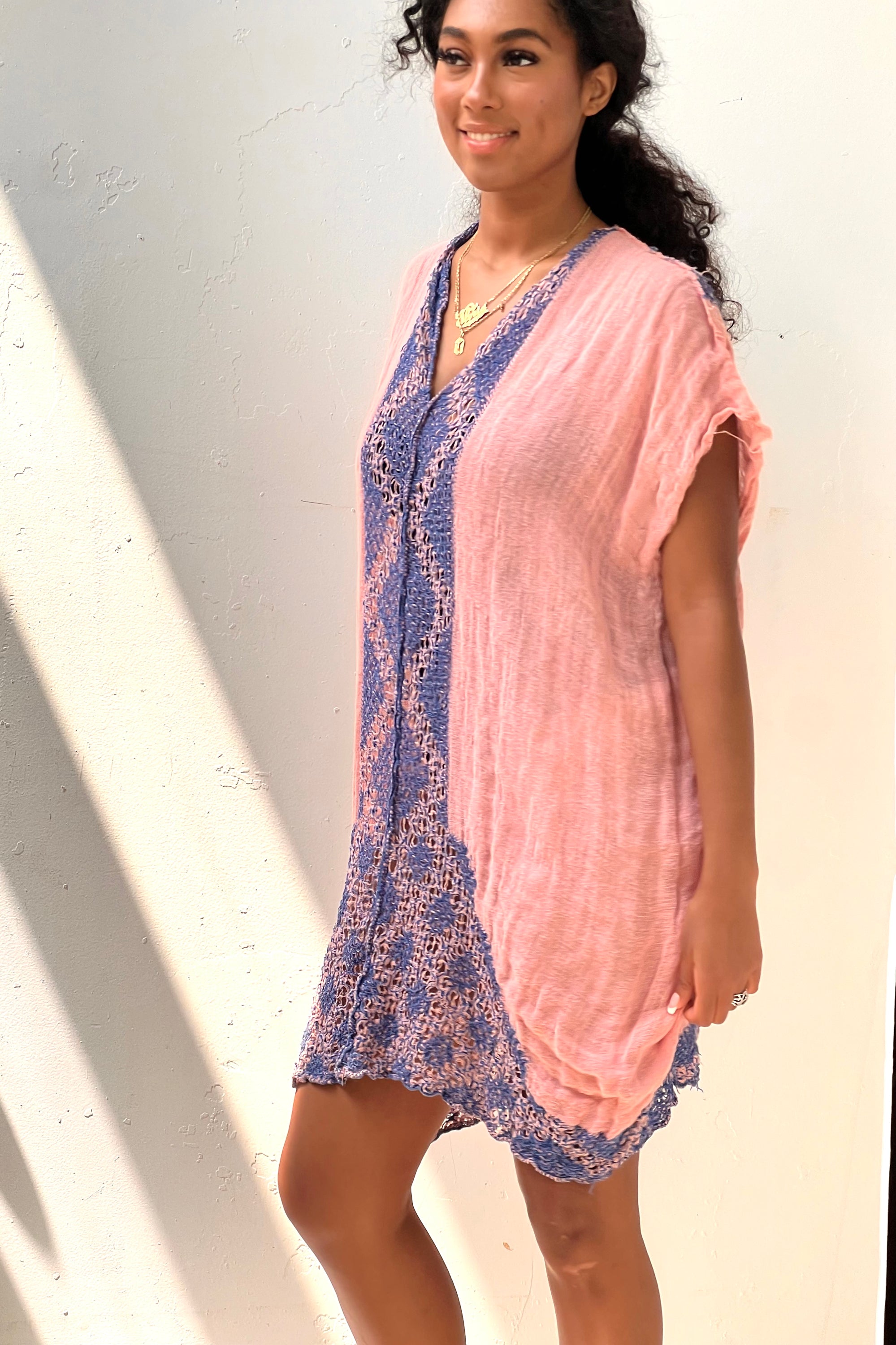 Anna Corinna Reworked Vintage Pink Gauzey Smock Dress