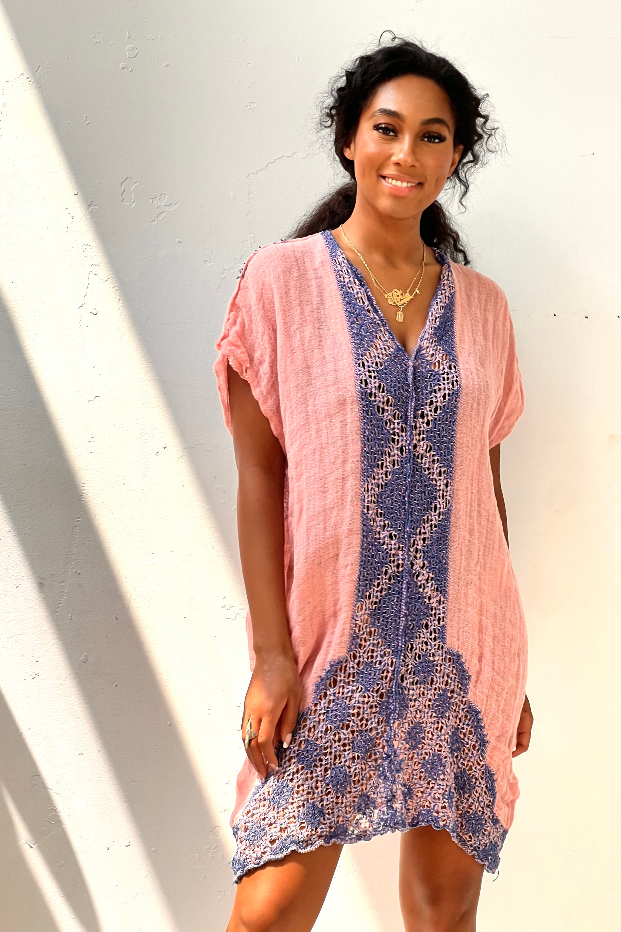 Anna Corinna Reworked Vintage Pink Gauzey Smock Dress
