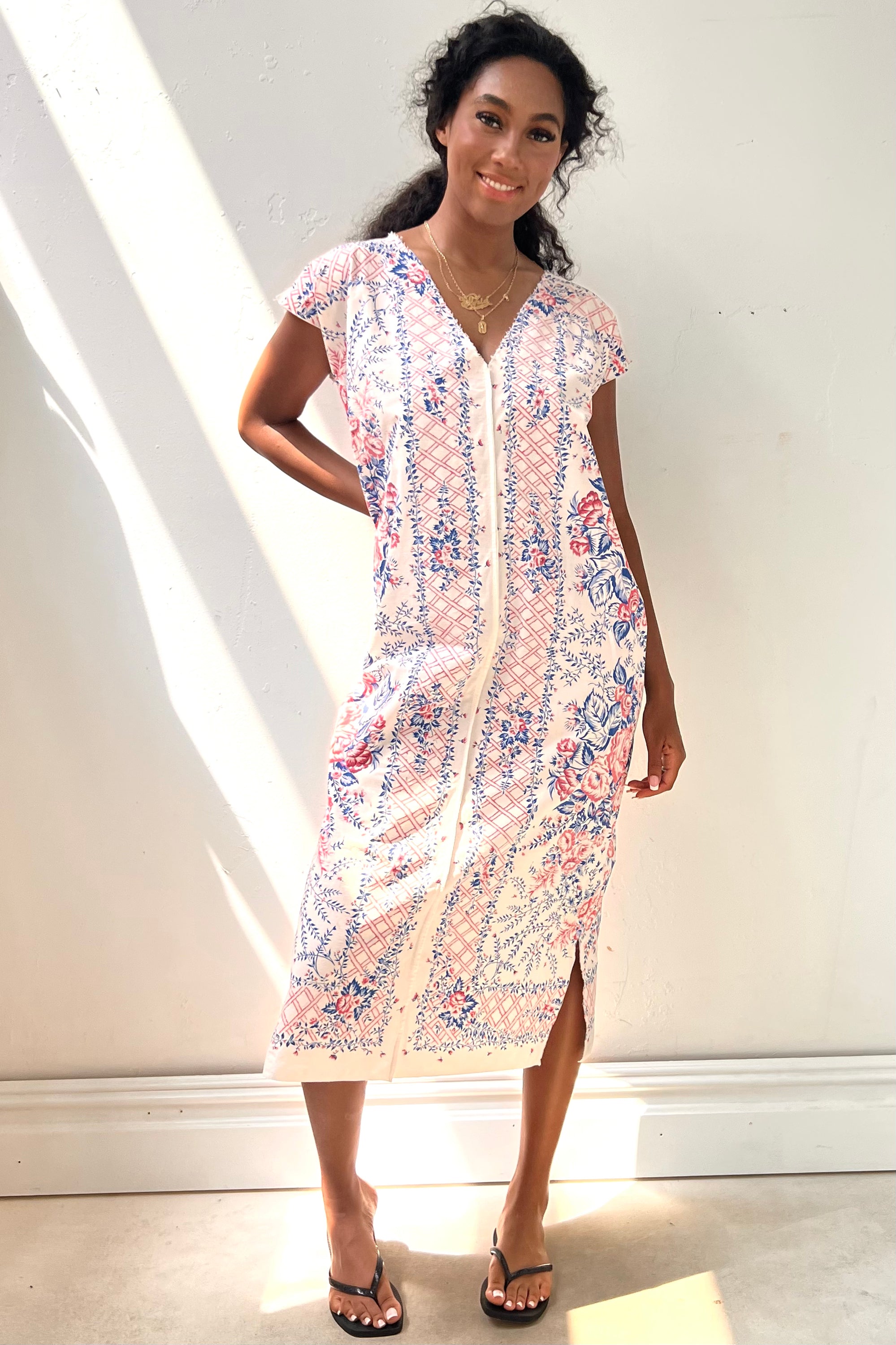 Anna Corinna Reworked Vintage Printed Flowers Smock Dress