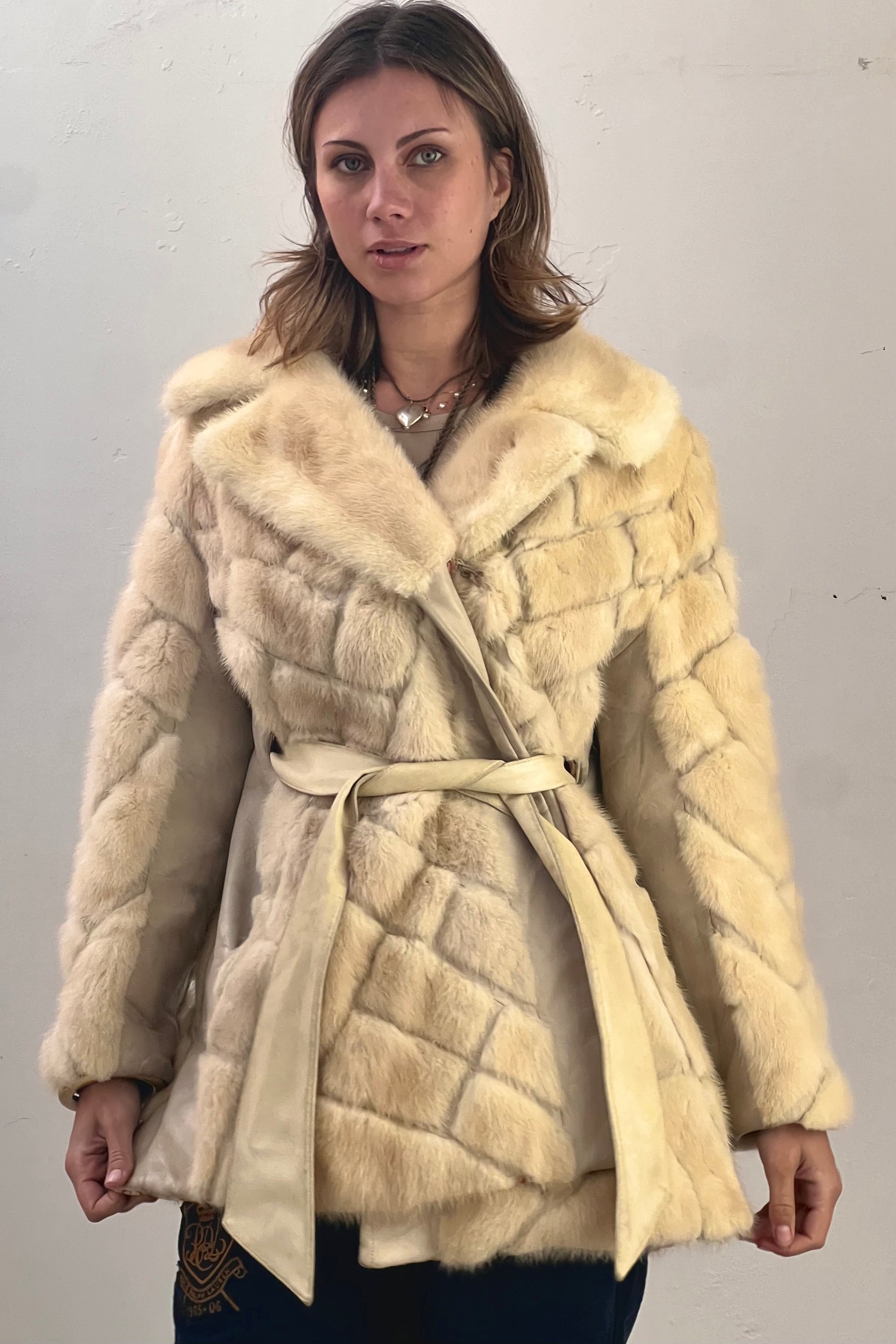 Vintage White Mink and Leather Coat Selected by Anna Corinna