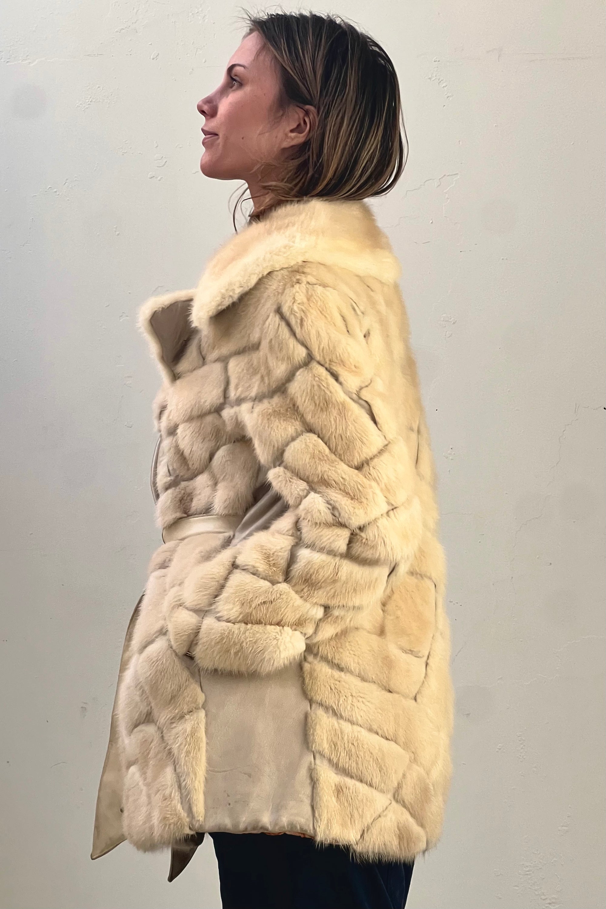 Vintage White Mink and Leather Coat Selected by Anna Corinna