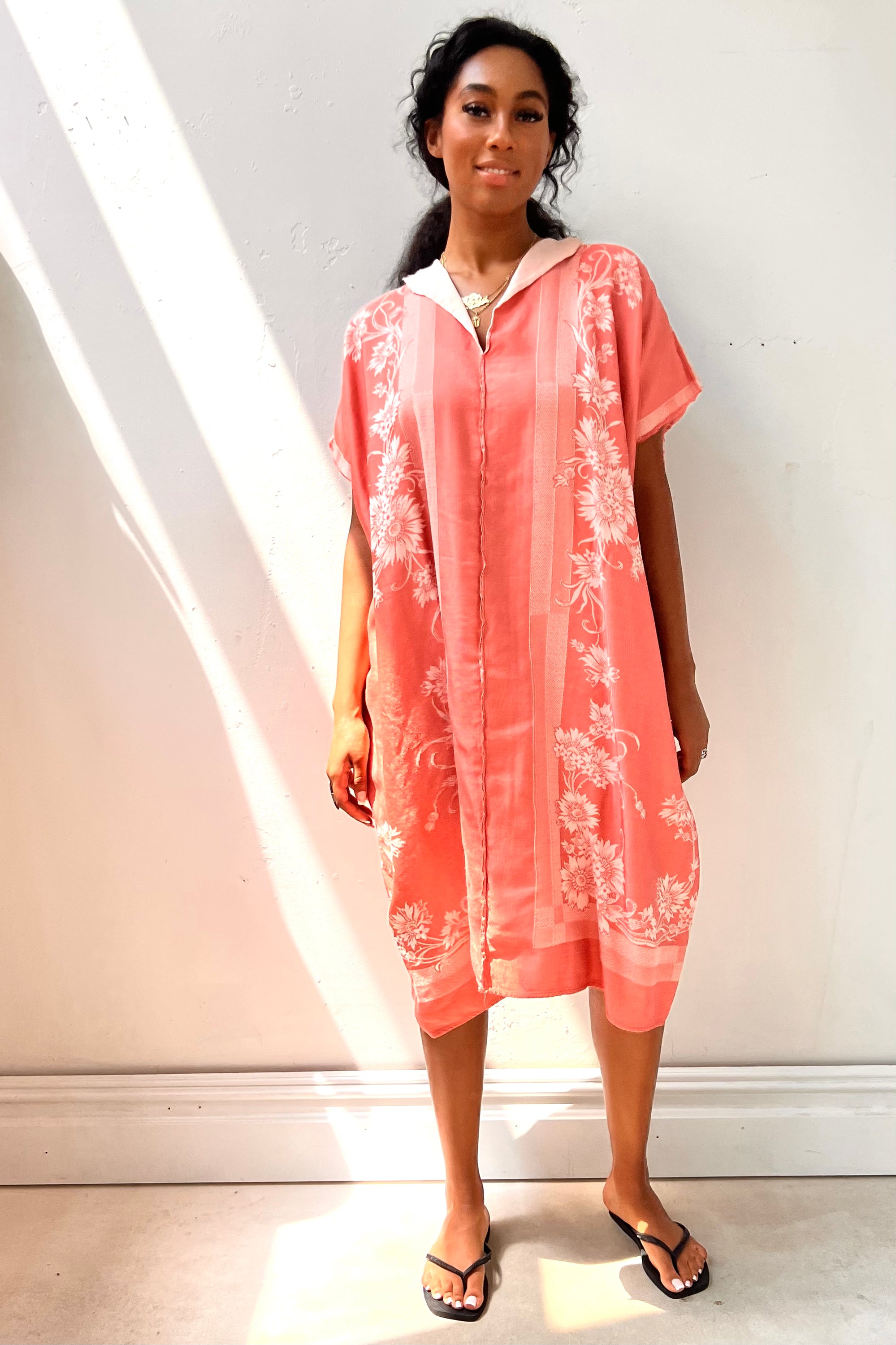 Anna Corinna Reworked Vintage Blush Damask Smock Dress