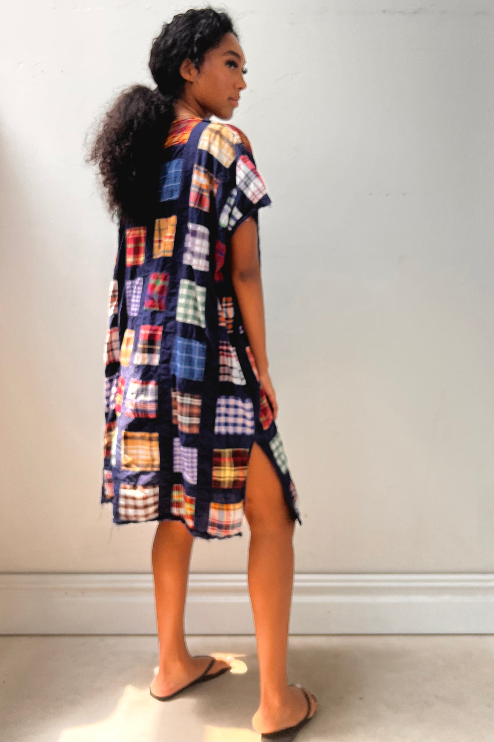 Anna Corinna Reworked Vintage Plaids Patchwork Smock Dress