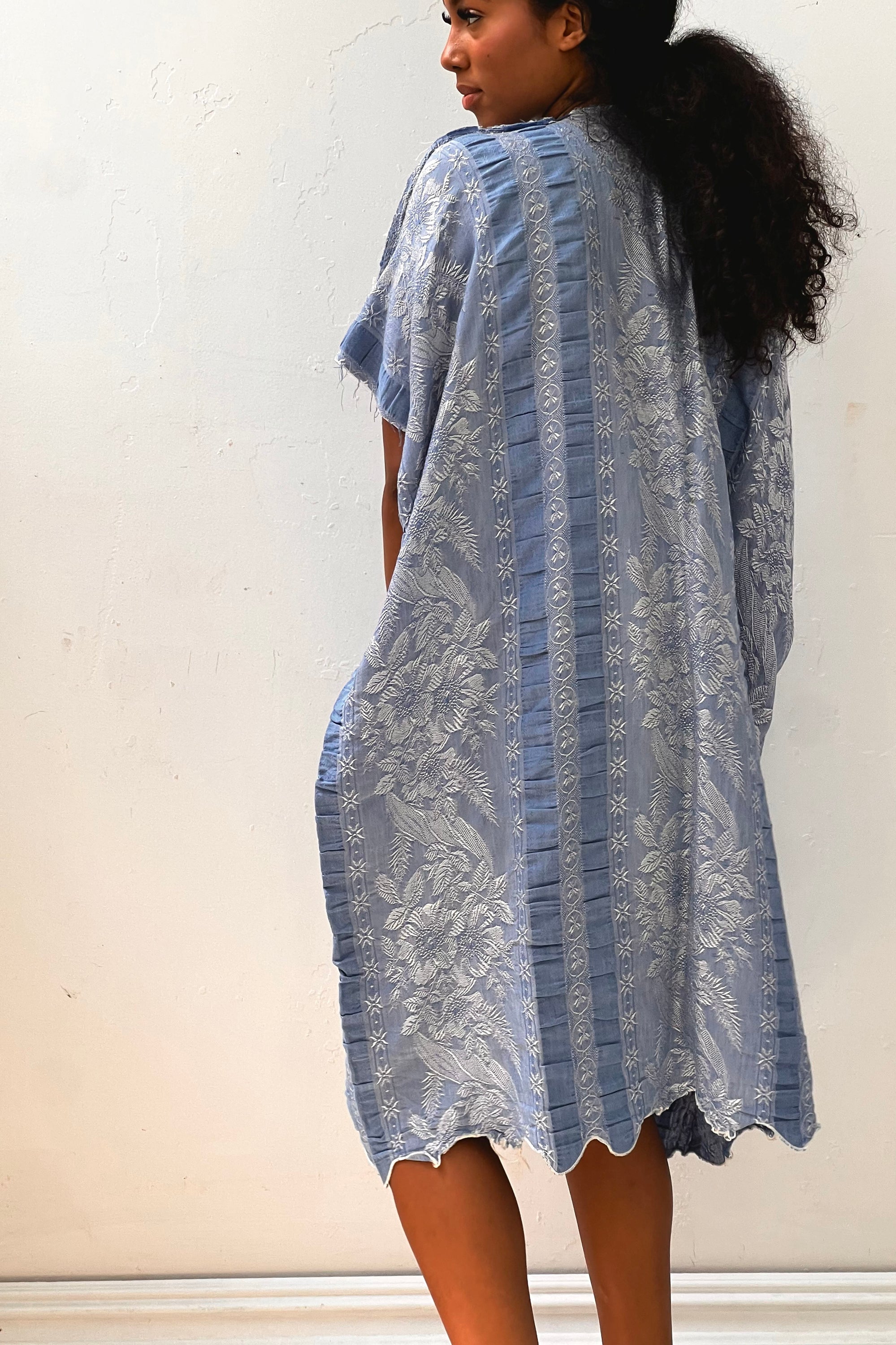 Anna Corinna Reworked Vintage Scalloped Damask Smock Dress