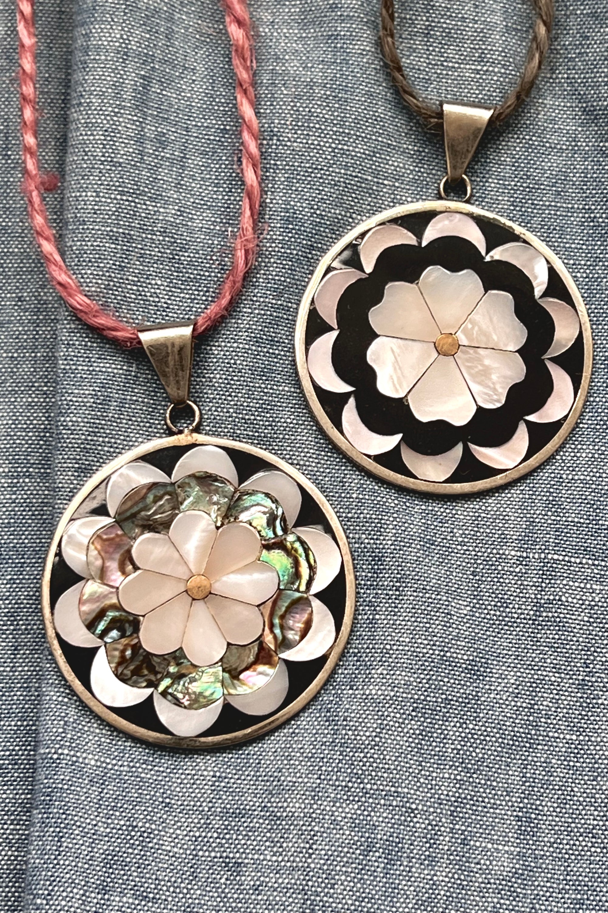 Vintage Alpaca Silver and Shell Pendant Charm Selected by Anna Corinna