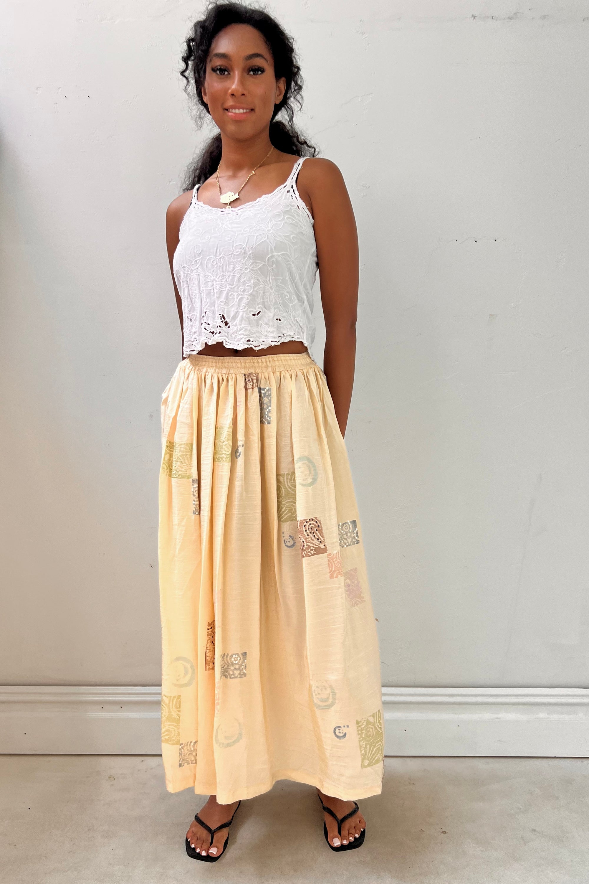 Vintage Hand Painted Silk Skirt Selected by Anna Corinna