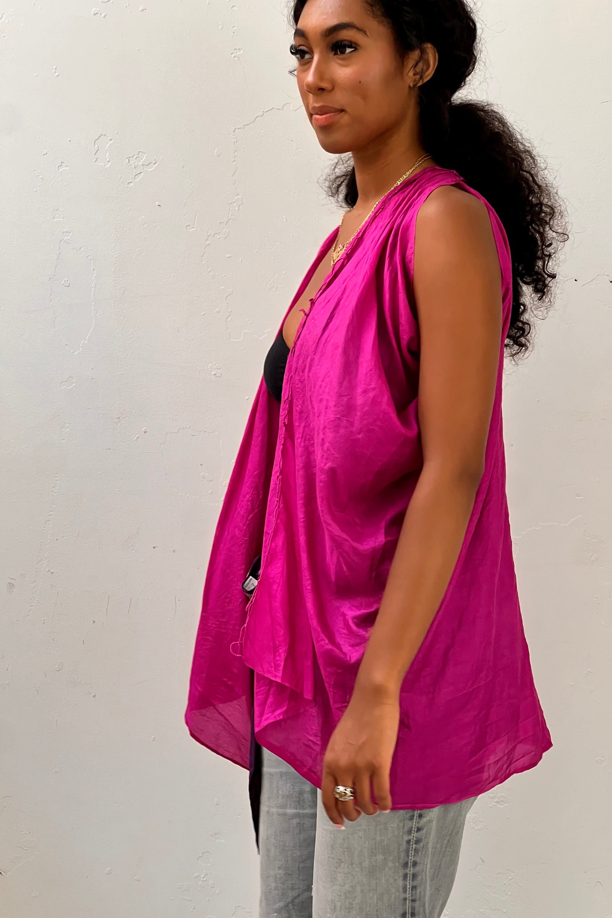Anna Corinna Reworked Vintage Magenta Silk Jacket