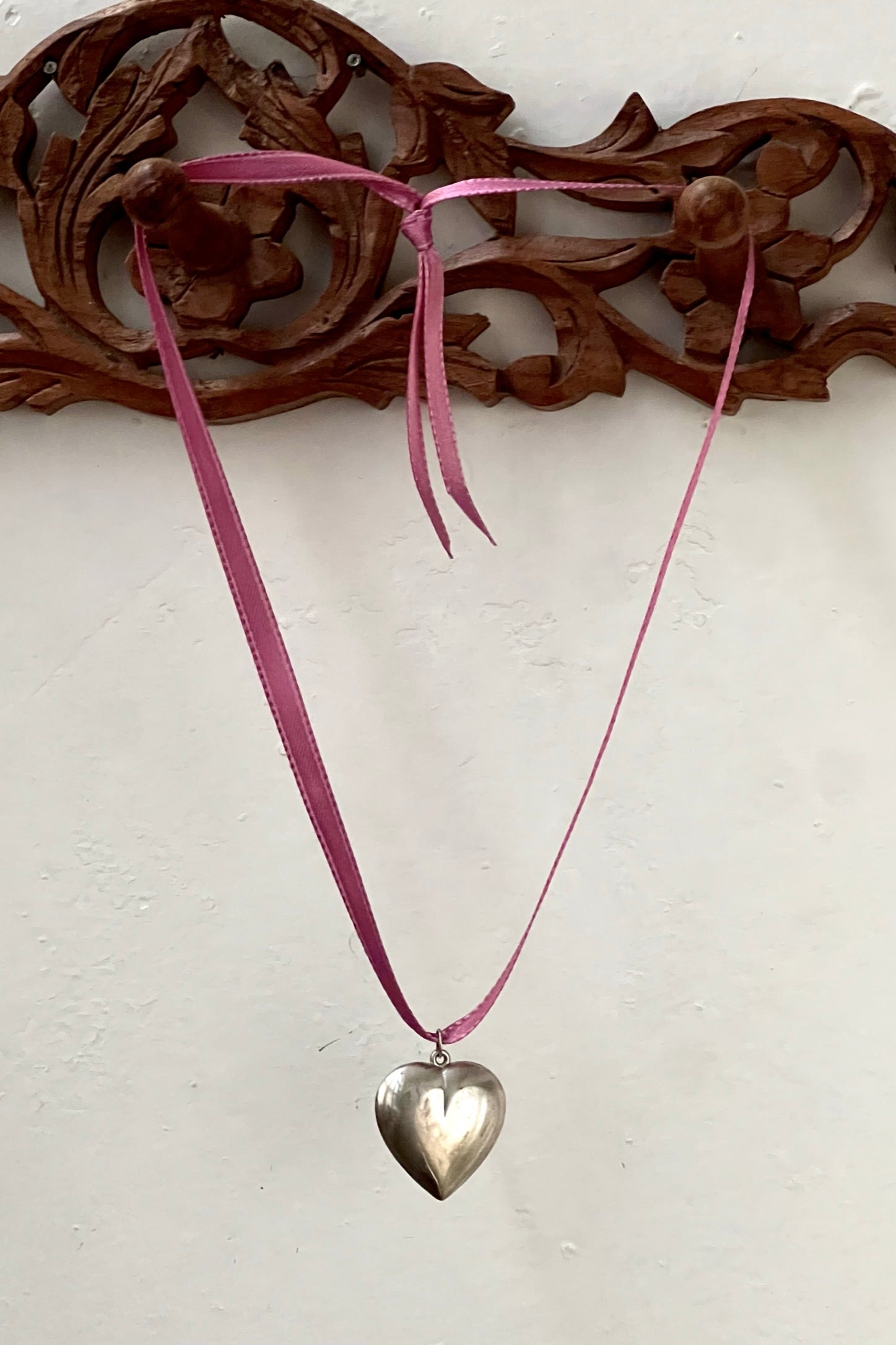 Vintage Sterling Silver Puffy Heart Necklace Selected by Anna Corinna