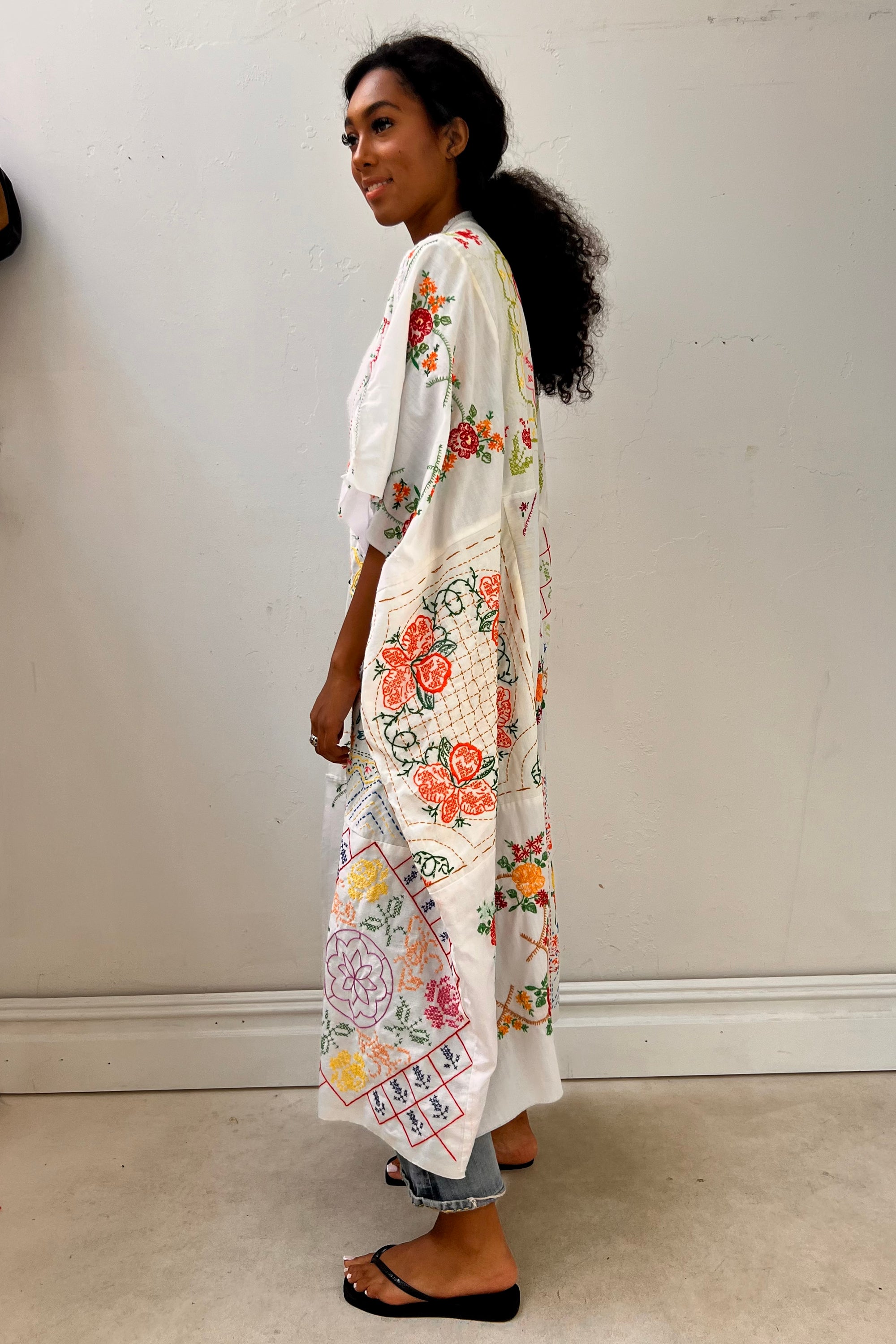 Anna Corinna Reworked Vintage Embroidered Quilt Maxi Jacket