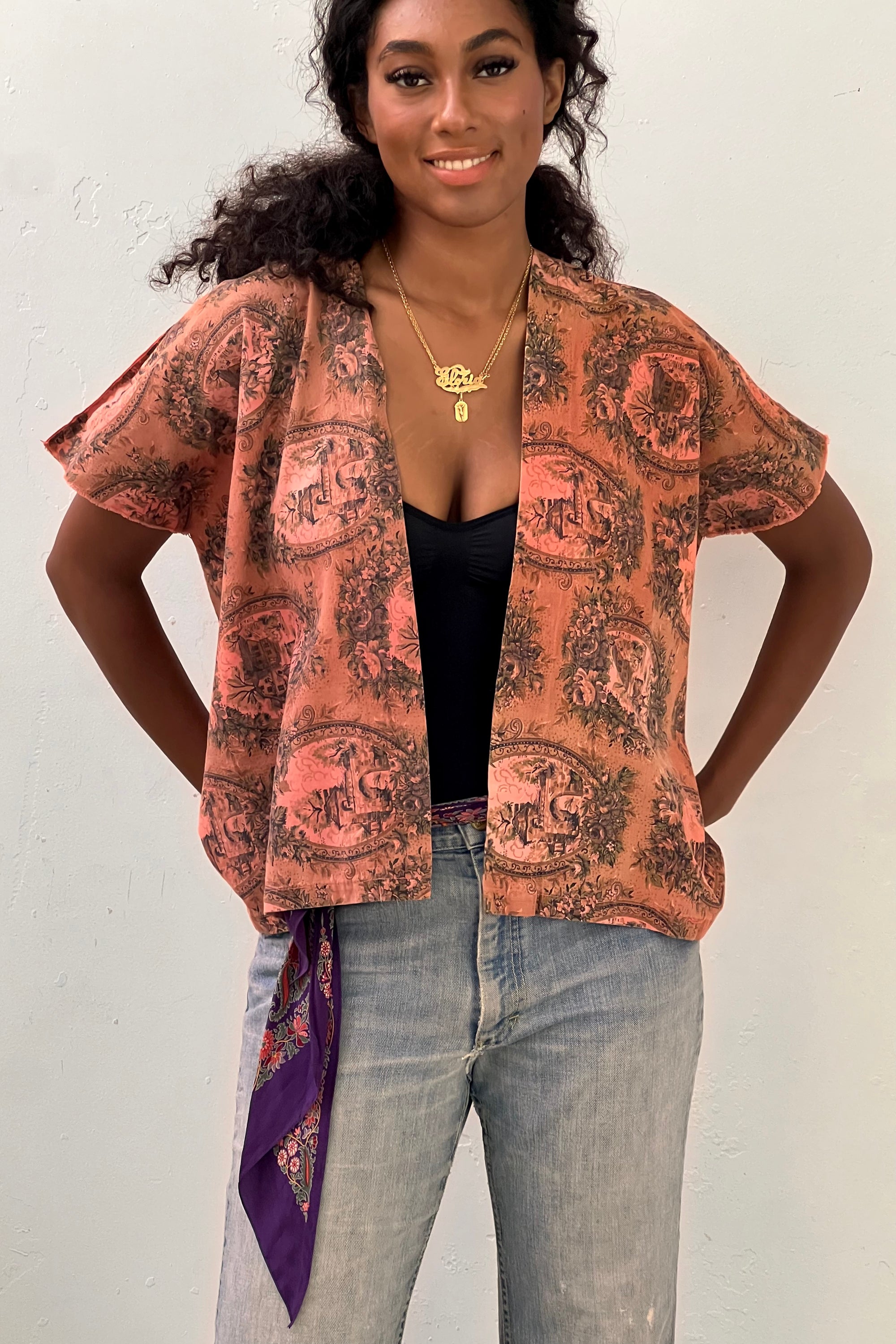 Anna Corinna Reworked Vintage Toile Print Jacket