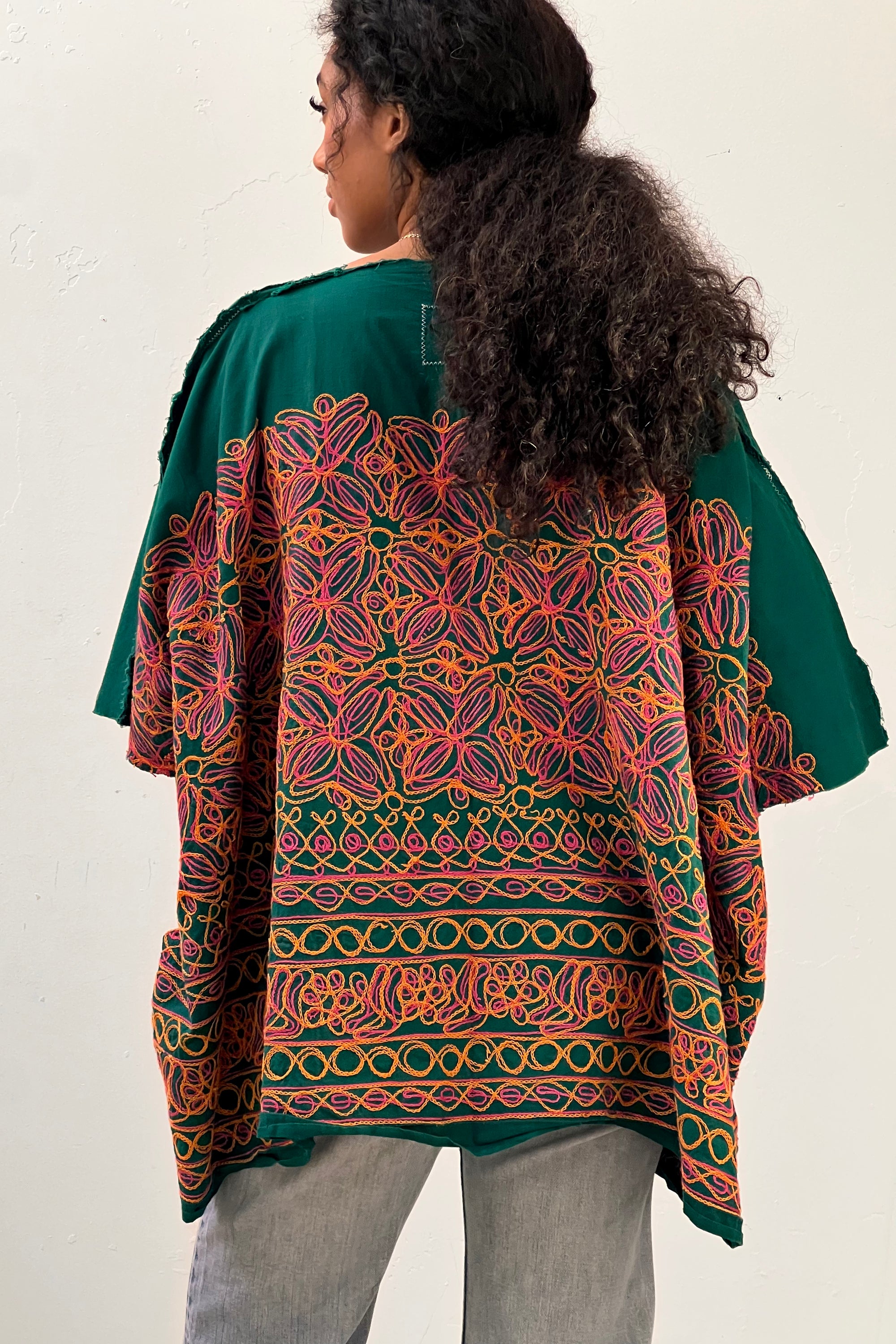 Anna Corinna Reworked Vintage Embroidered Green Jacket