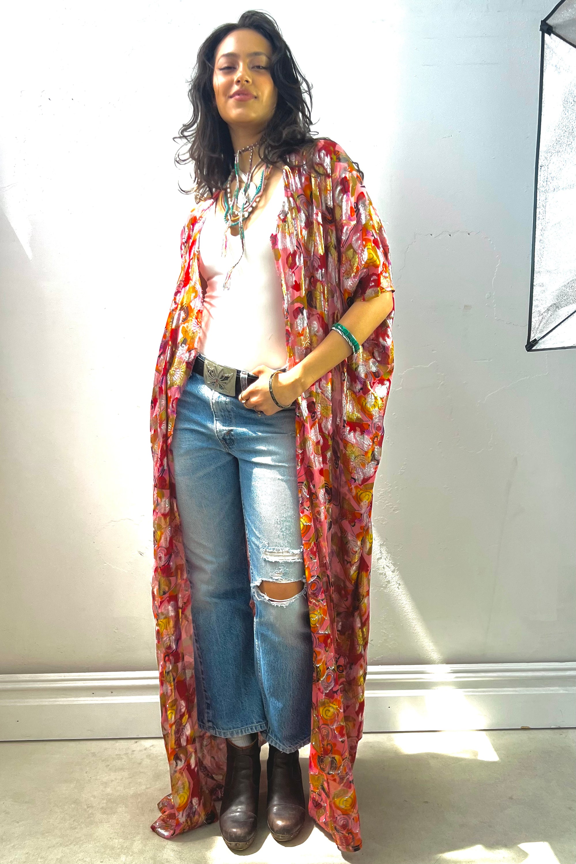 Anna Corinna Reworked Vintage Lurex Sparkle Maxi Jacket
