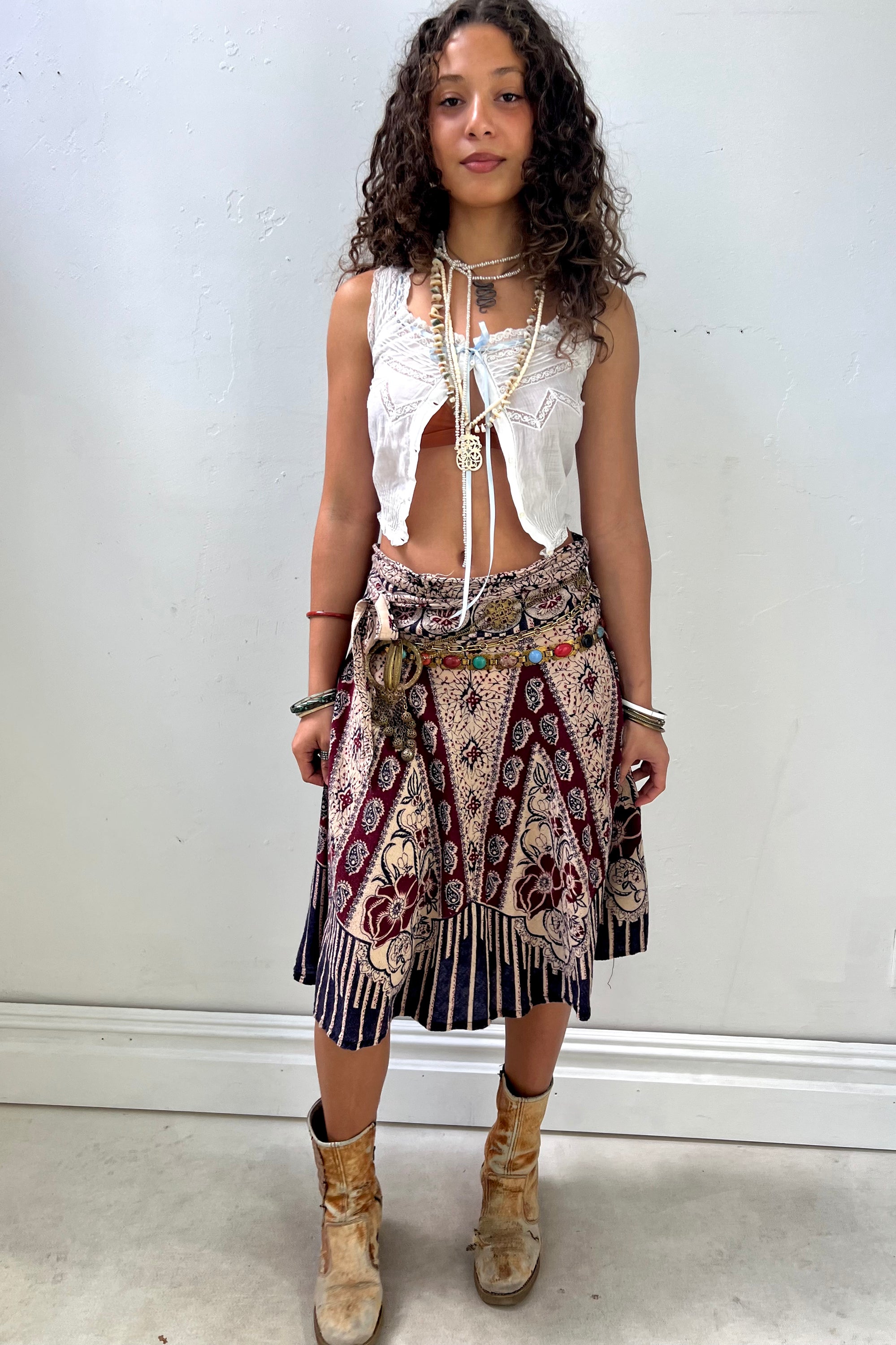 Vintage Block Print Wrap Around Skirt Selected by Anna Corinna