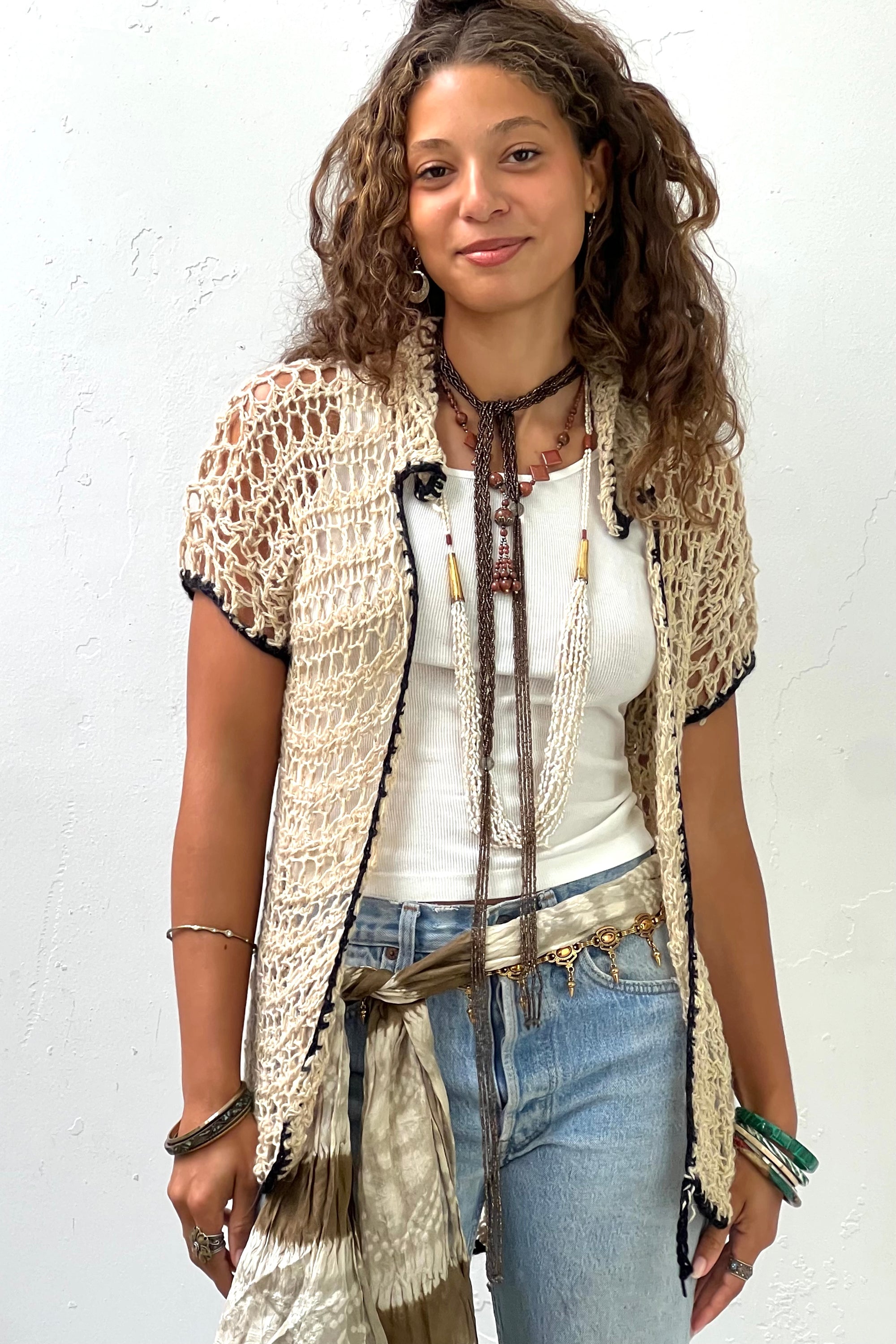 Vintage Hand Knit Loopy Cardi Selected by Anna Corinna