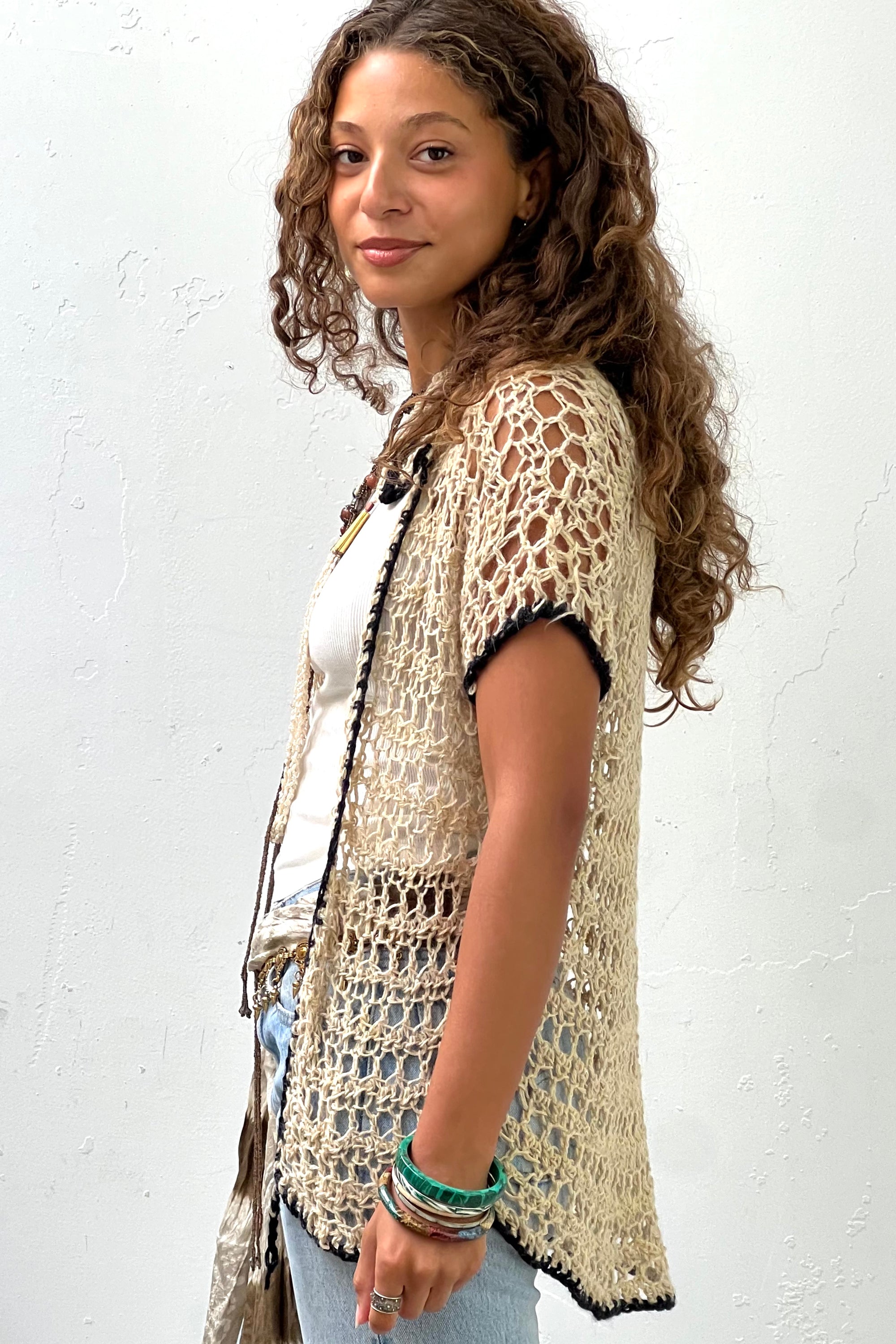 Vintage Hand Knit Loopy Cardi Selected by Anna Corinna