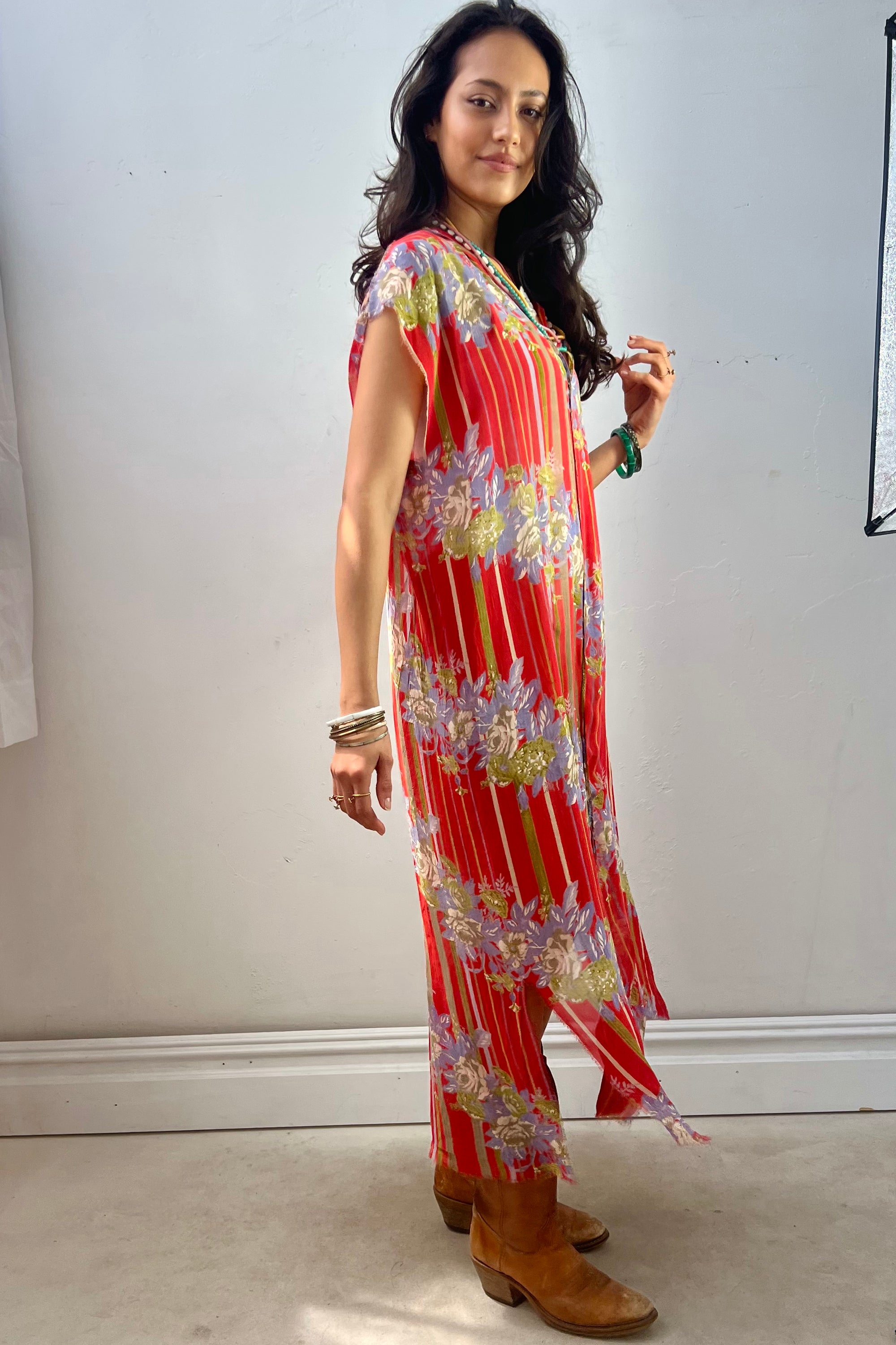 Anna Corinna Reworked Vintage Sheer Flowers Smock Dress