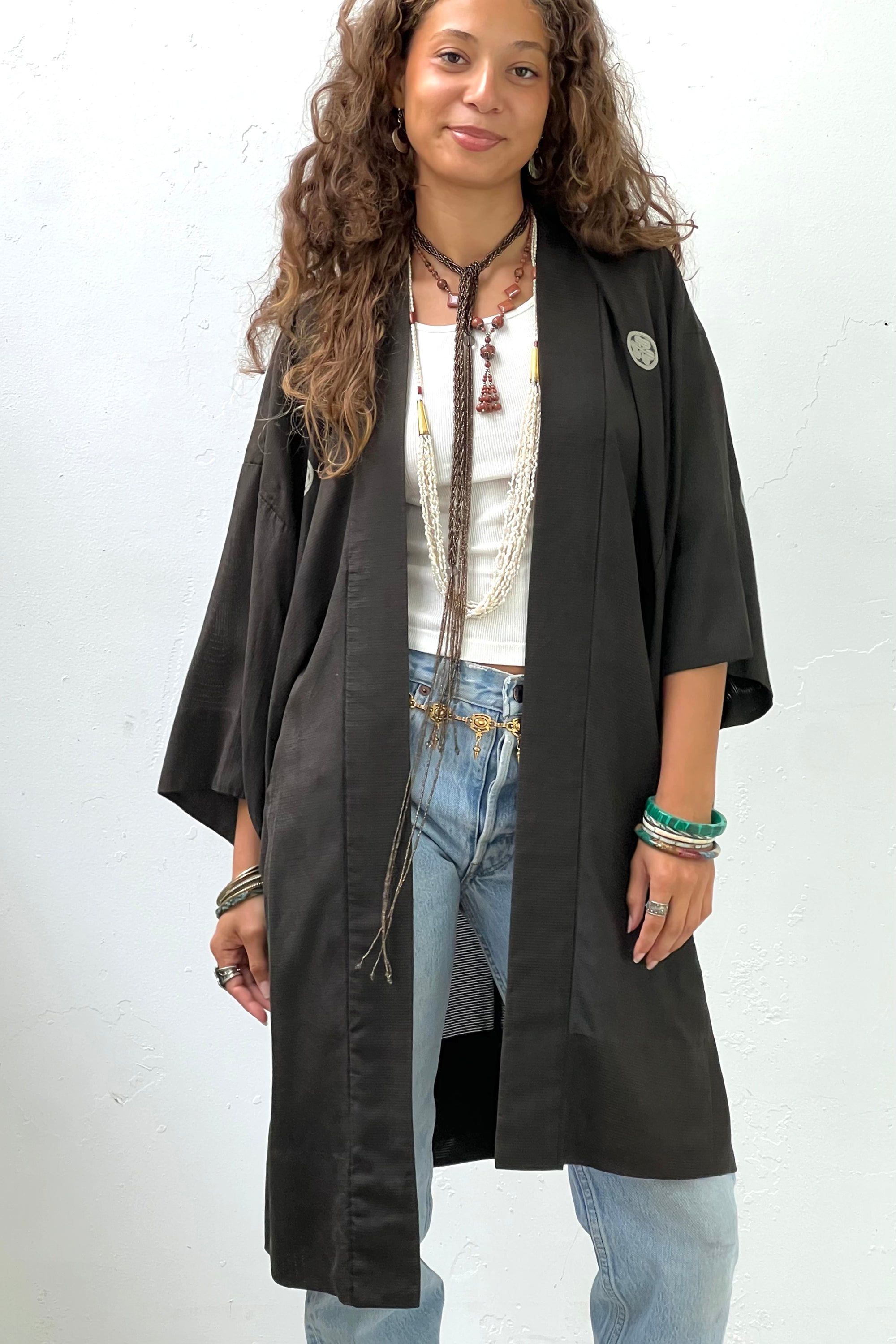Vintage Silk Midnight Kimono Selected by Anna Corinna