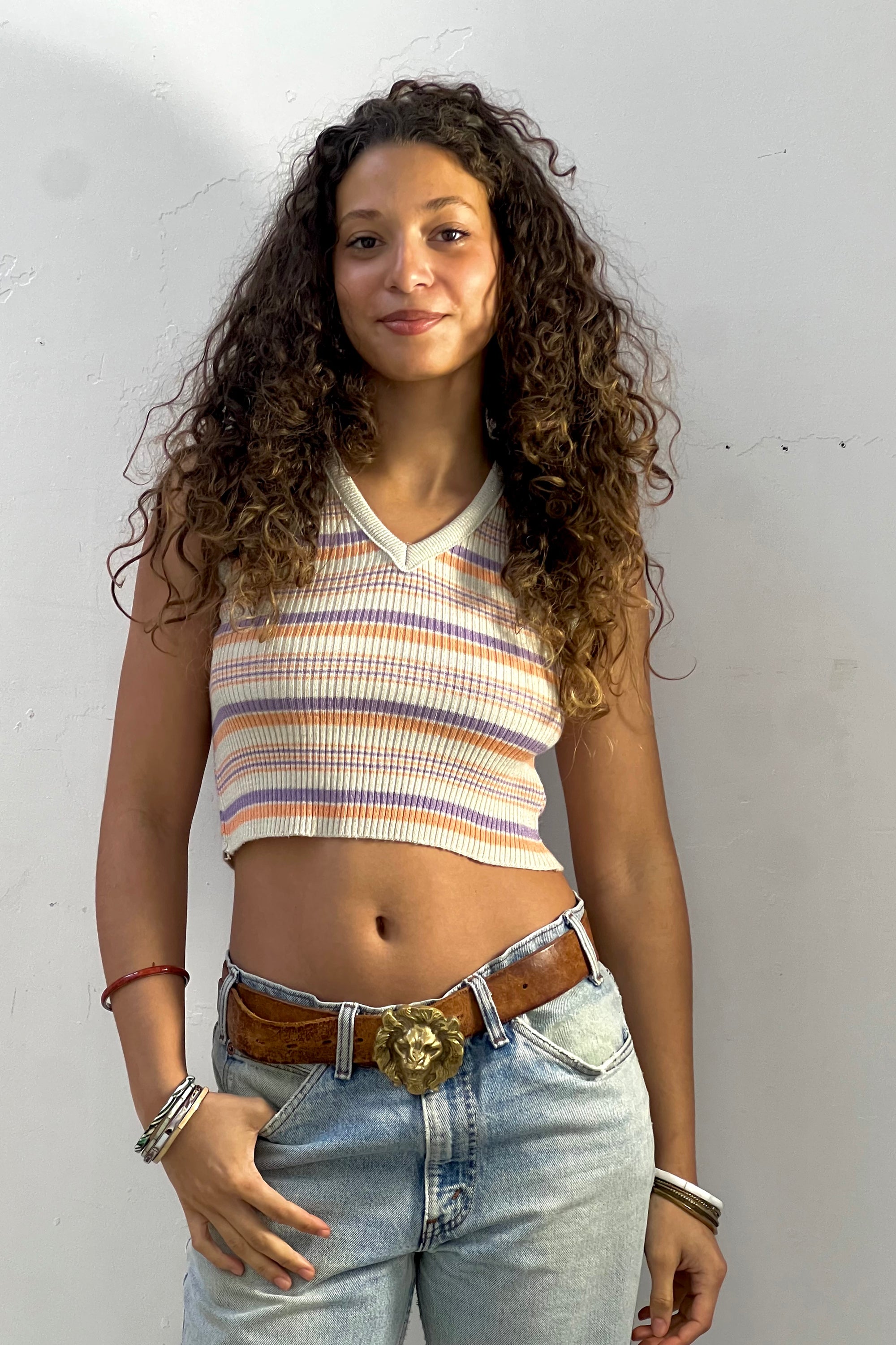 Vintage Sparkle Stripe Crop Sweater Selected by Anna Corinna