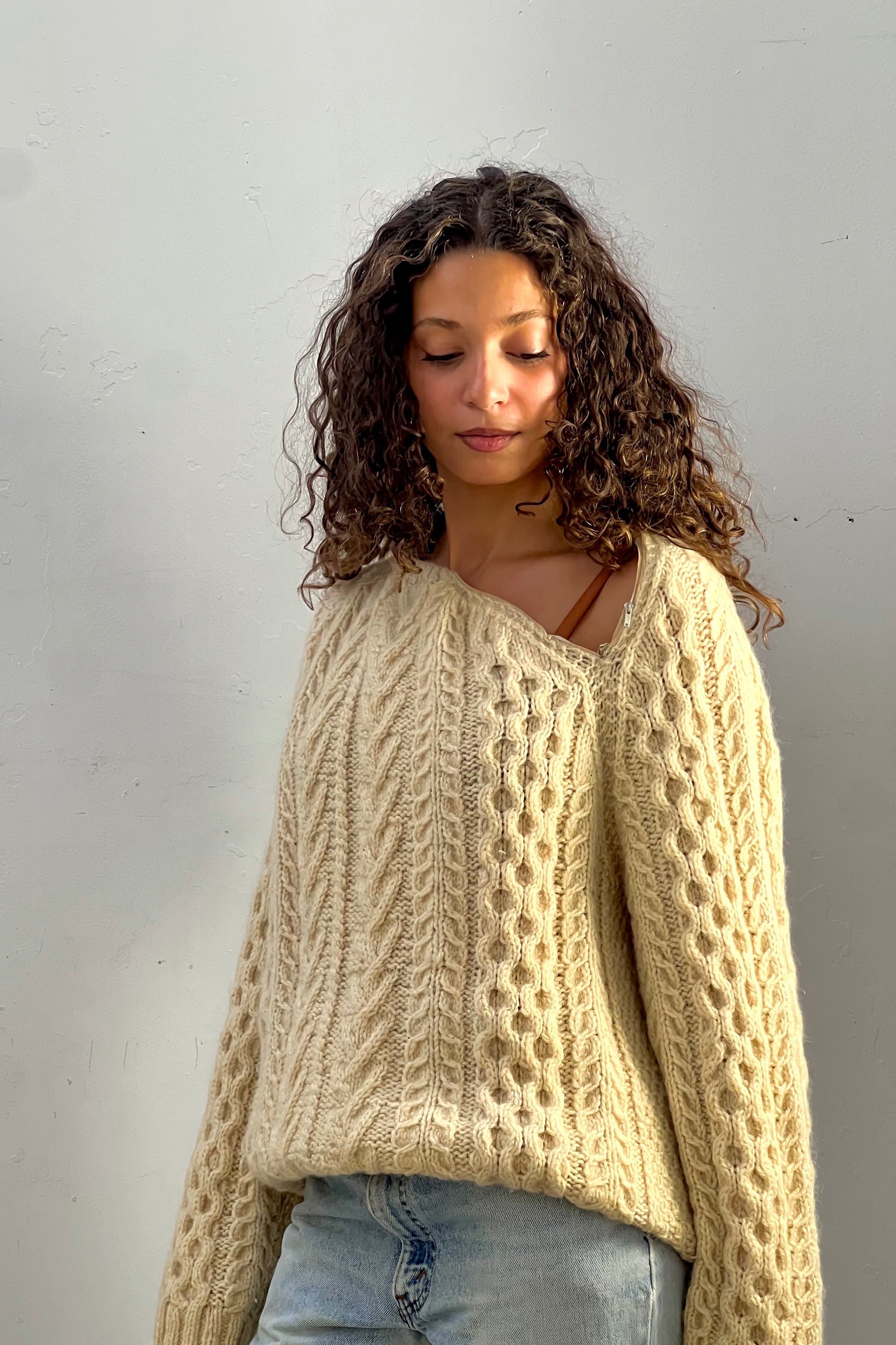Vintage Hand Knit Wool Sassy Fisherman Sweater Selected by Anna Corinna
