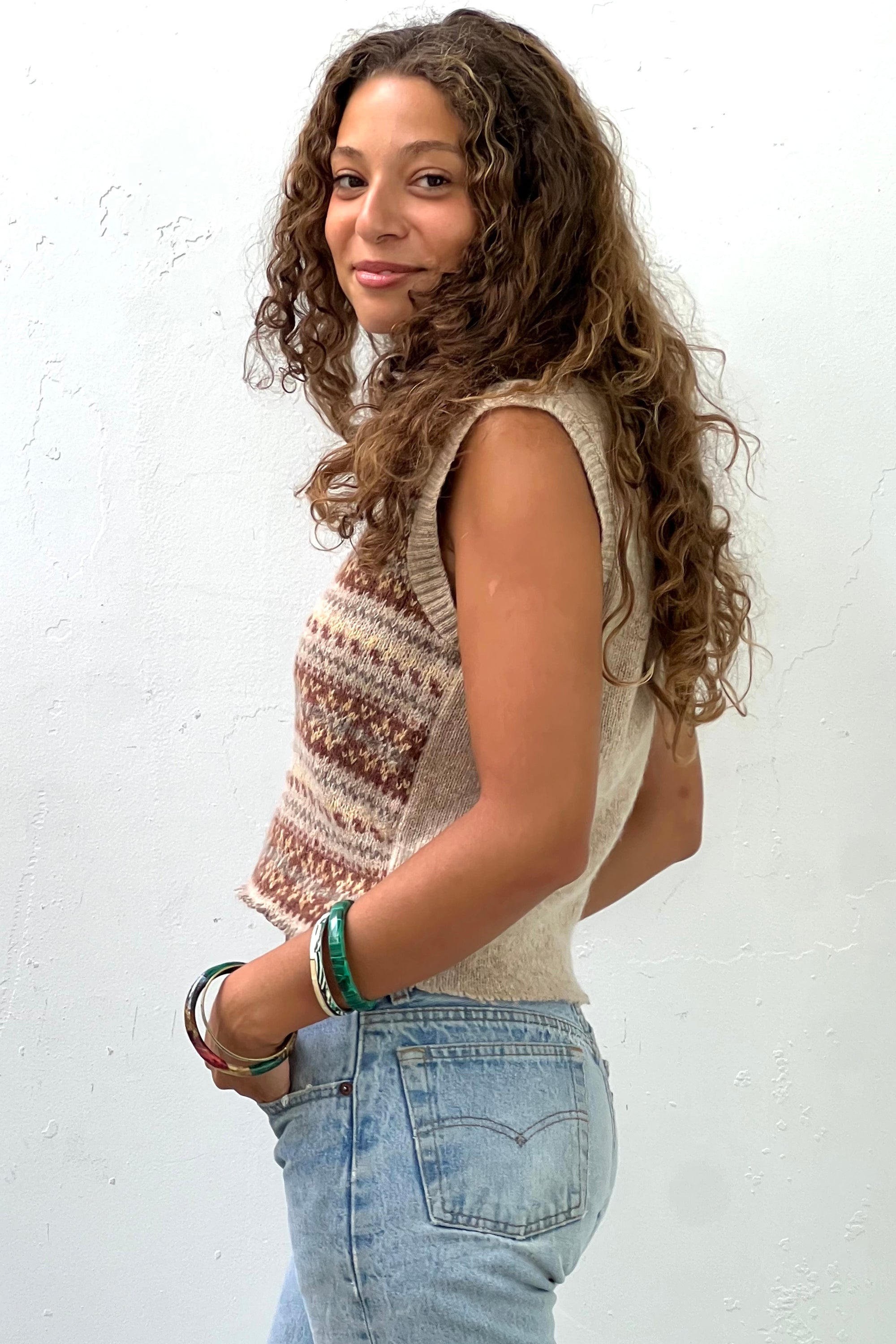 Vintage Wool Cropped Sweater Vest Selected by Anna Corinna