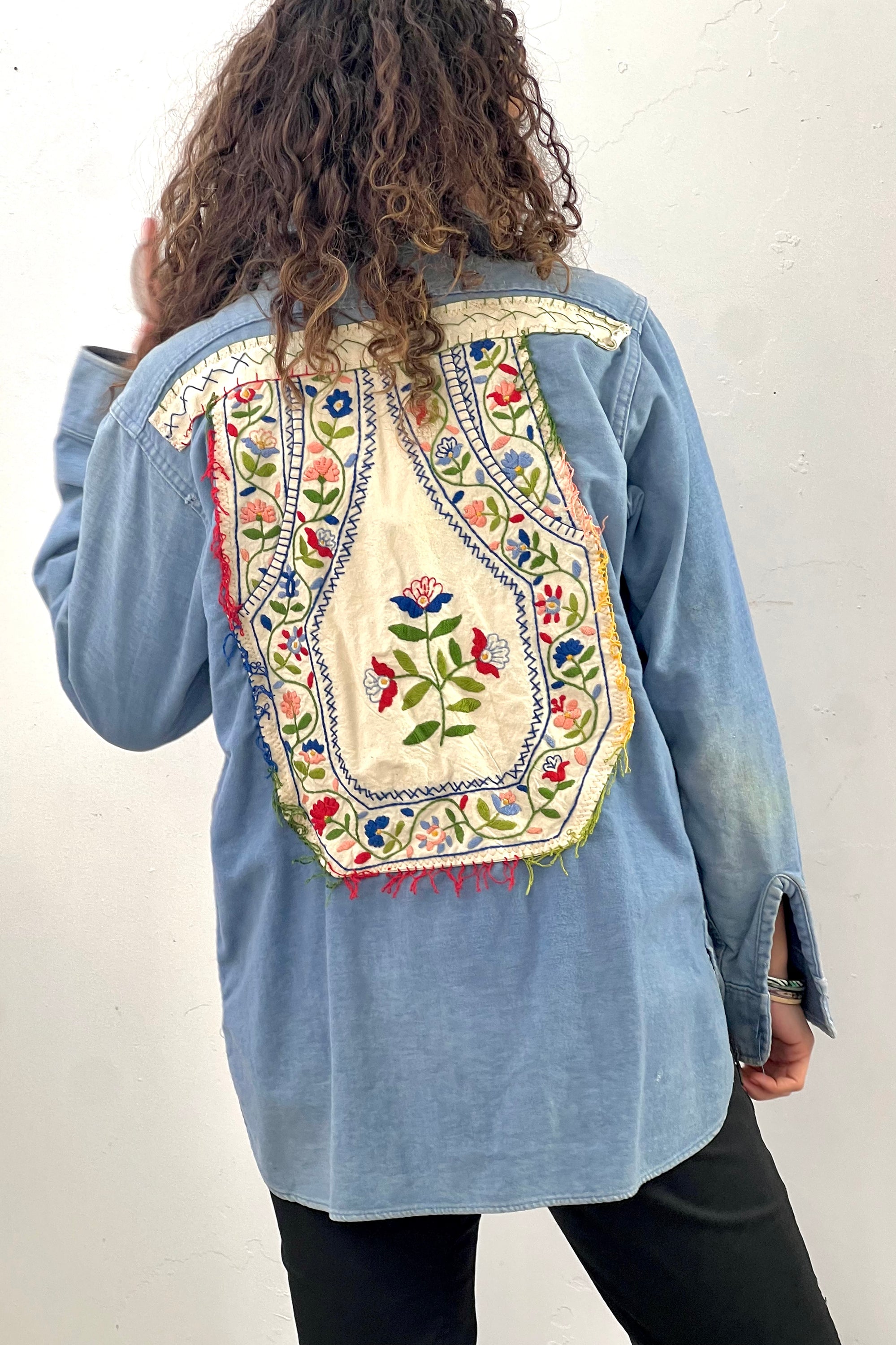 Anna Corinna Reworked Vintage Woolrich Combed Cotton Patched Button Down