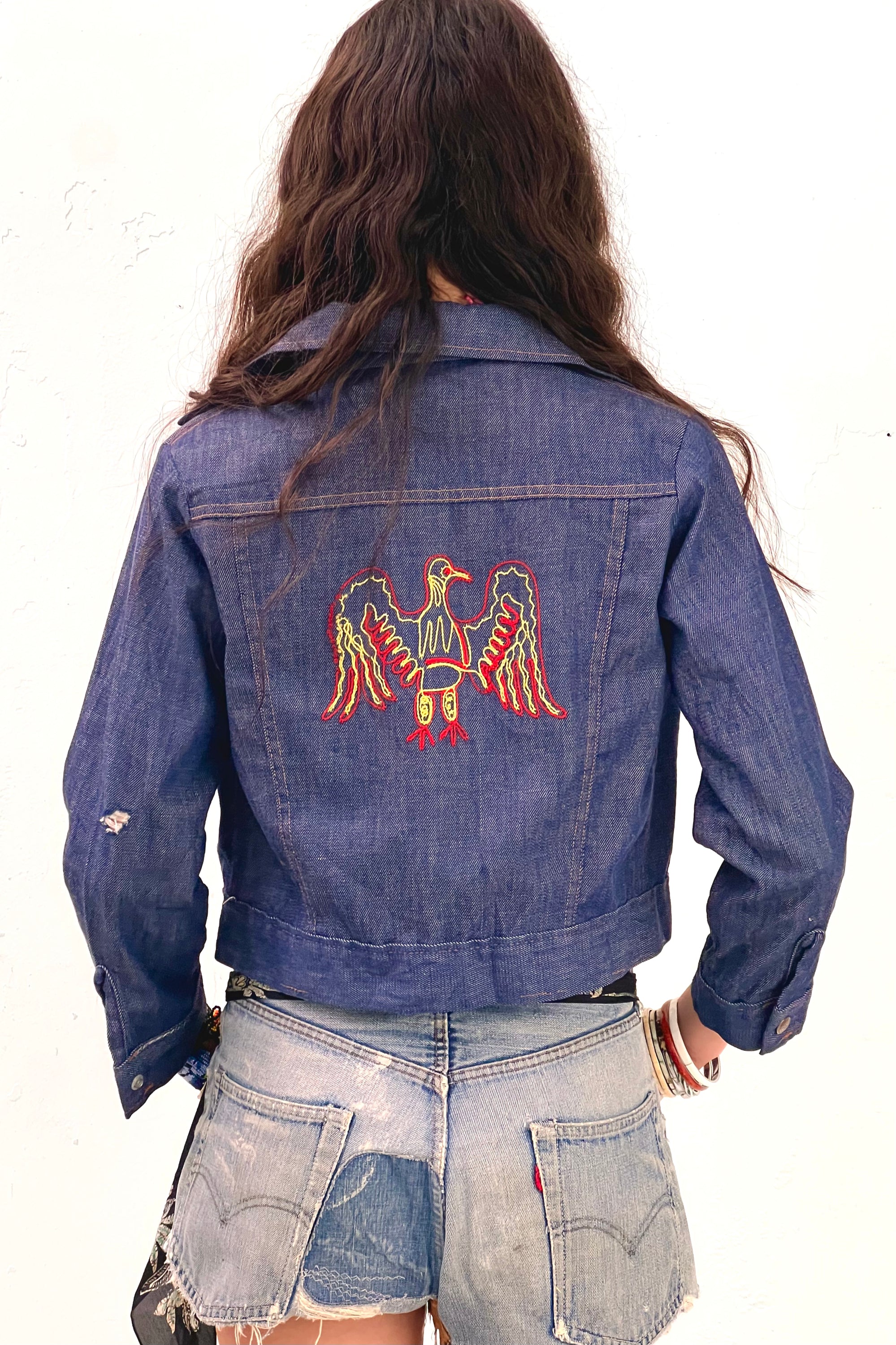 Vintage Thunderbird Embroidered Denim Jean Jacket Selected by  Anna Corinna